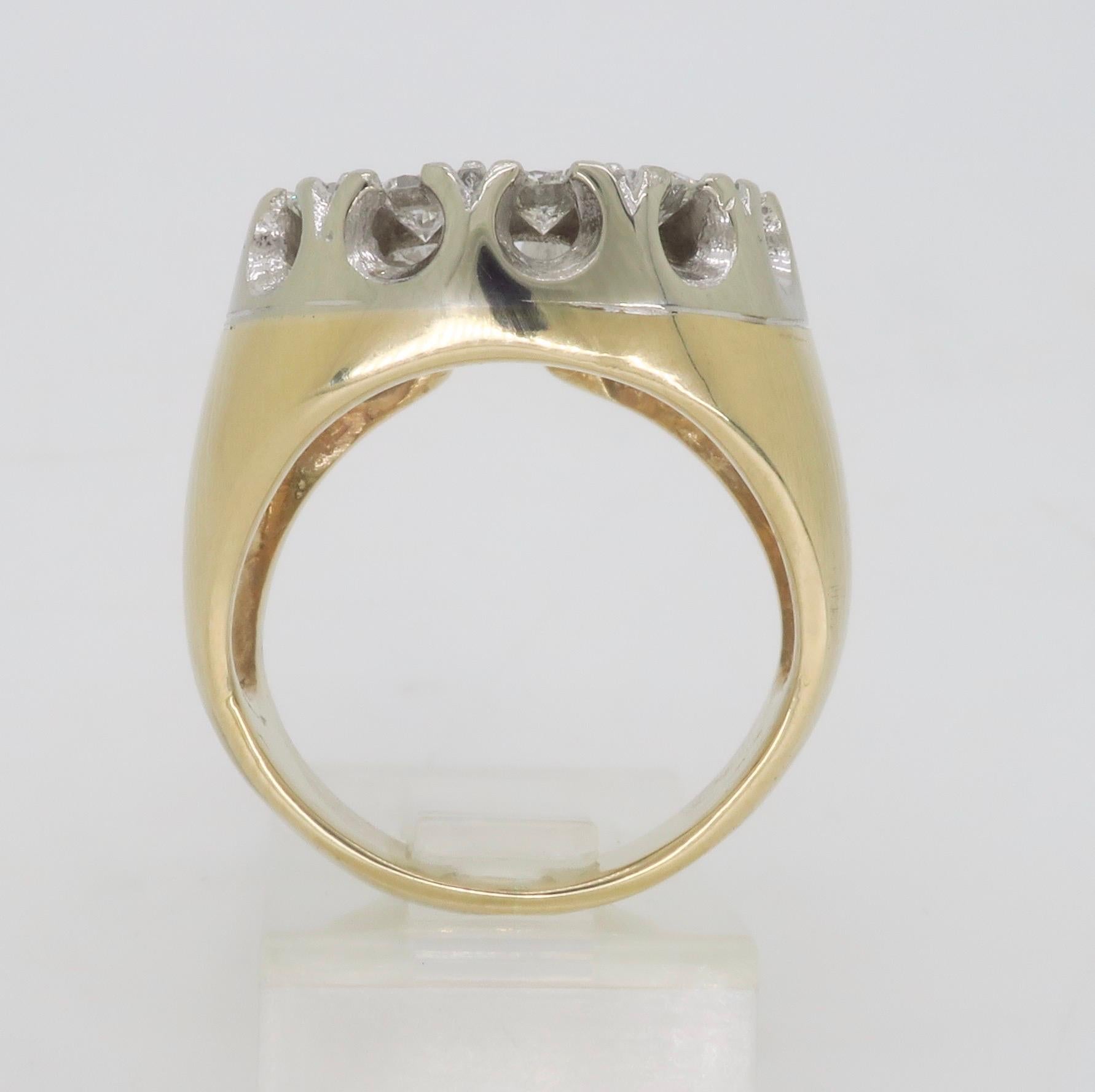 Unique Diamond Horseshoe Ring in Two-Tone Gold For Sale 8