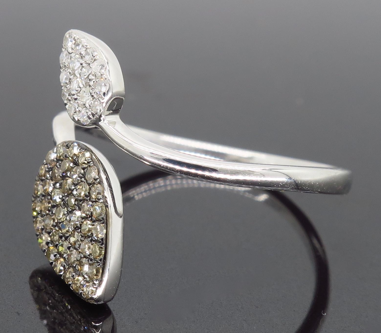 Unique Diamond Leaf Bypass Ring  For Sale 5