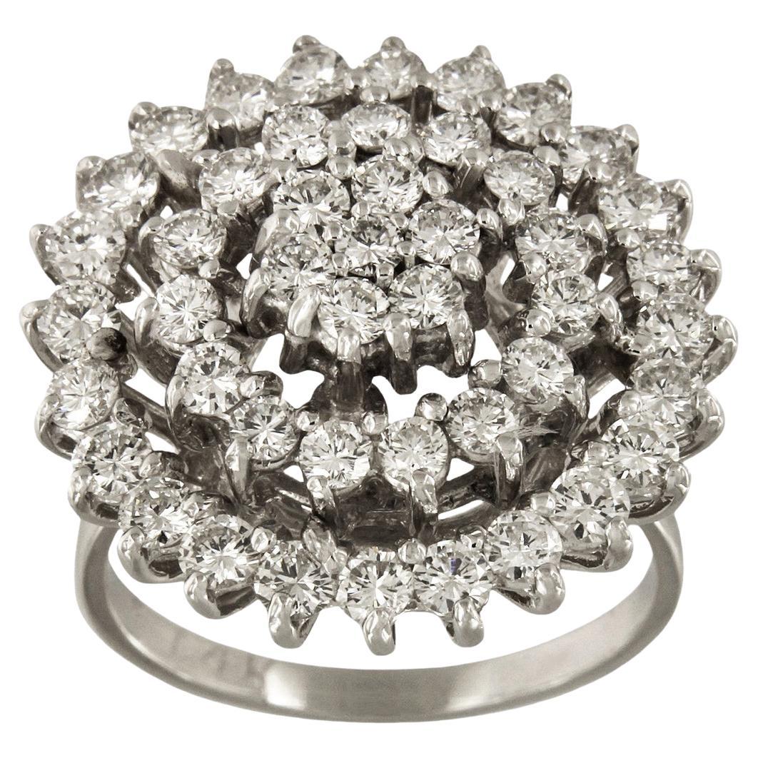Unique Diamond Ring in 14k White Gold For Sale