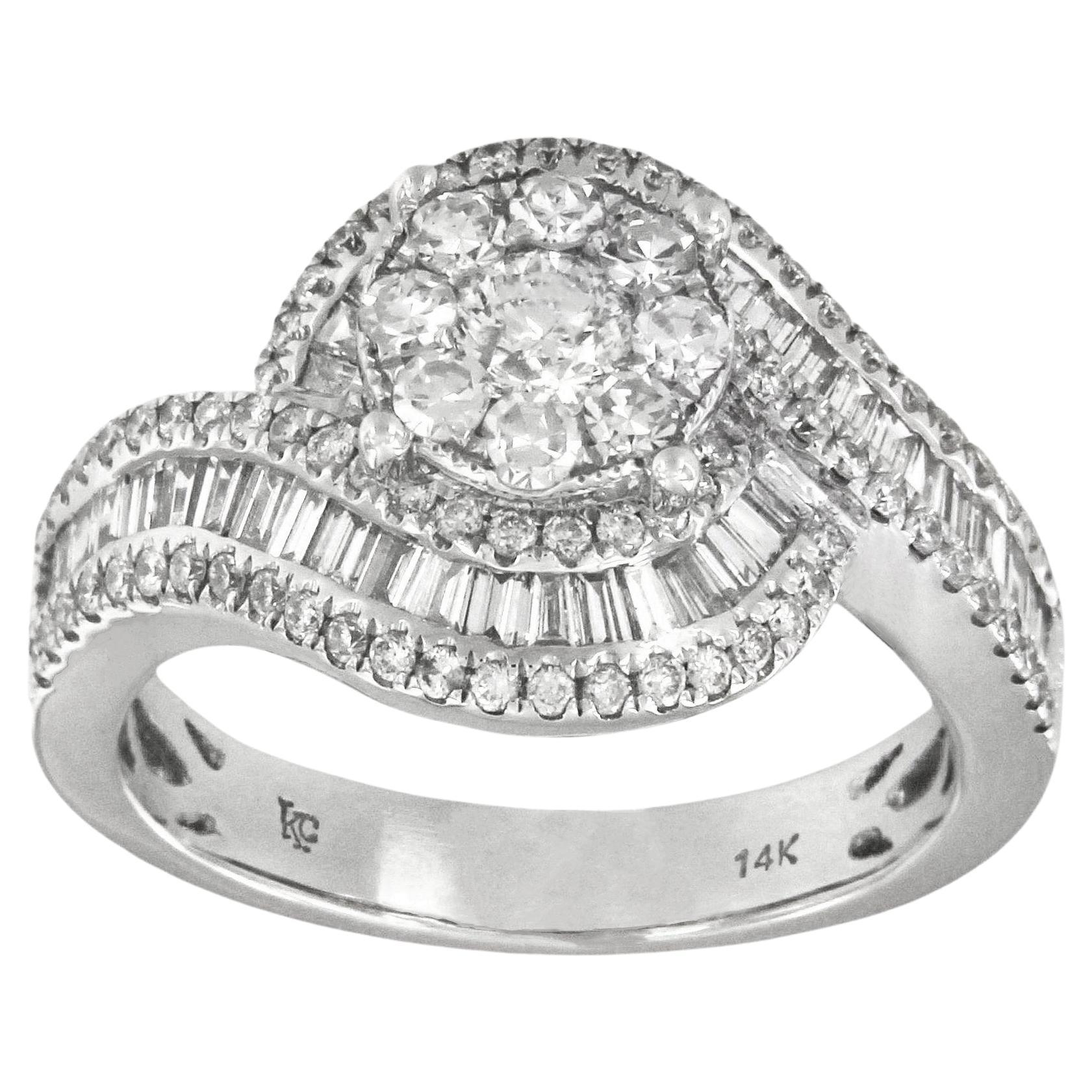 Unique Diamond Ring in 14k White Gold