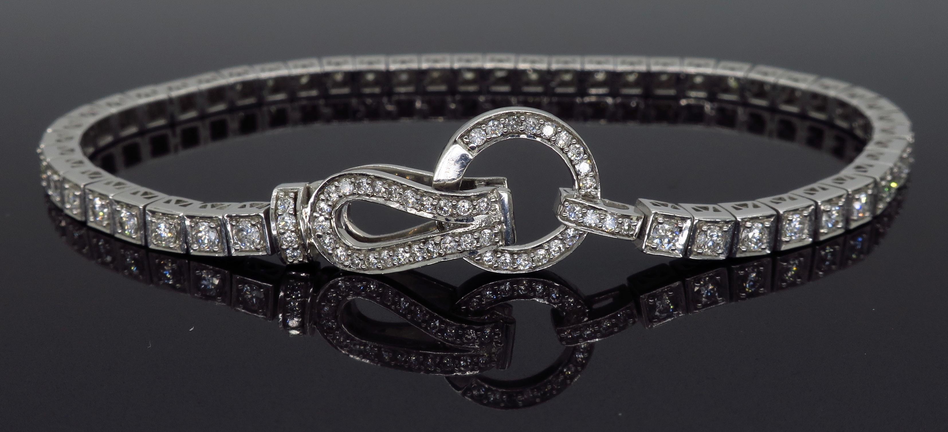 Round Cut Unique Diamond Tennis Link Bracelet