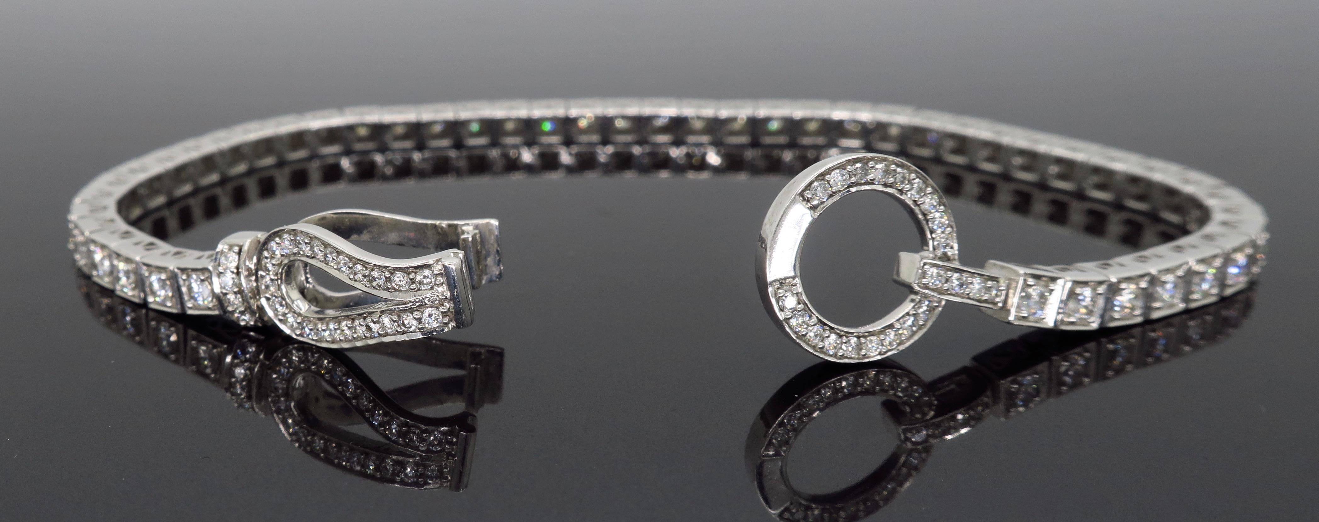 Unique Diamond Tennis Link Bracelet In New Condition In Webster, NY