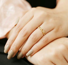 Unique Diamond Wedding Ring 14k Solid Gold Chain Style Ring Wedding Jewelry Gift