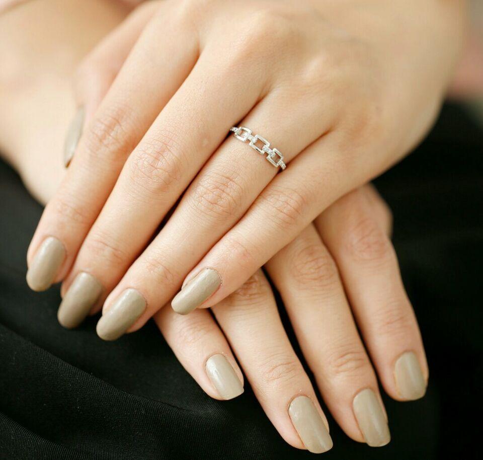 Einzigartiger Diamant-Hochzeitsring 14k Massivgold Kette Stil Ring Hochzeitsschmuck Geschenk im Angebot 2