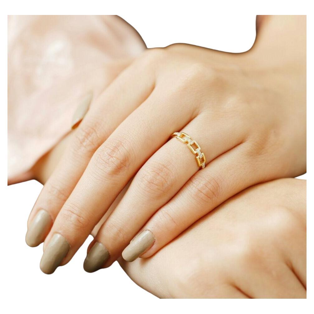 Einzigartiger Diamant-Hochzeitsring 14k Massivgold Kette Stil Ring Hochzeitsschmuck Geschenk im Angebot