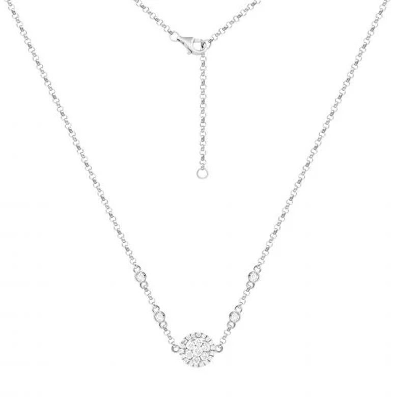 Modern Unique Diamond White 14k Gold Pendant Necklace for Her For Sale