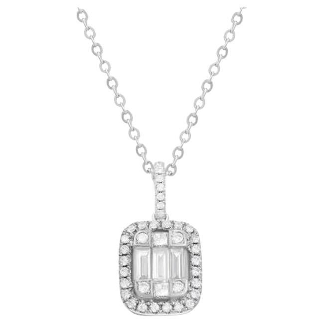 Unique Diamond White 14k Gold Pendant Necklace for Her
