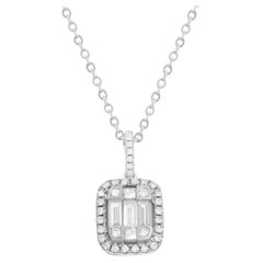  Unique Diamond White 14k Gold Pendant Necklace for Her