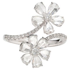 By-Pass-Blumenring, einzigartiger Diamant Weißgold-Diamant