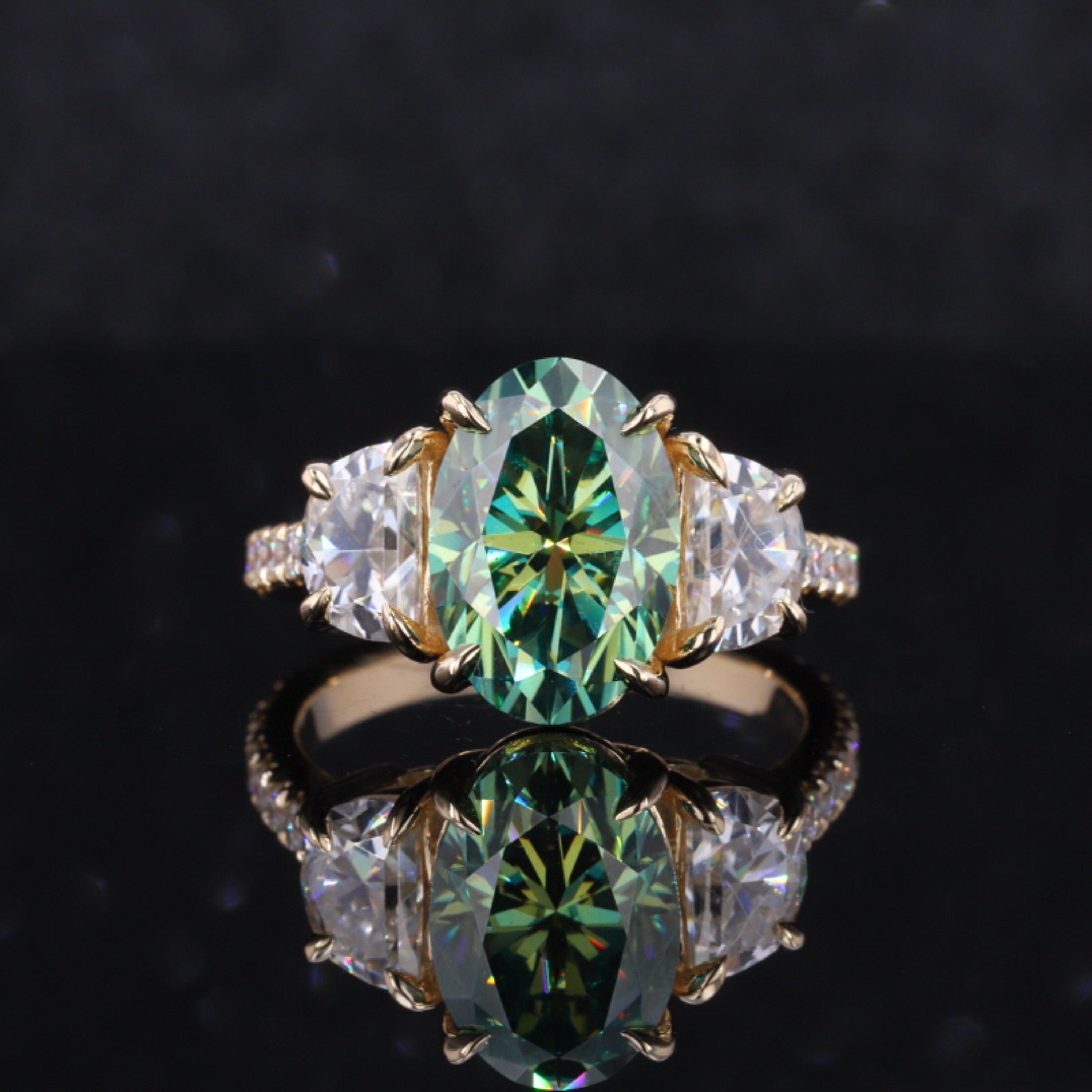 Customizable 18K Rose Gold Halo Emerald Engagement Ring, Unique Emerald