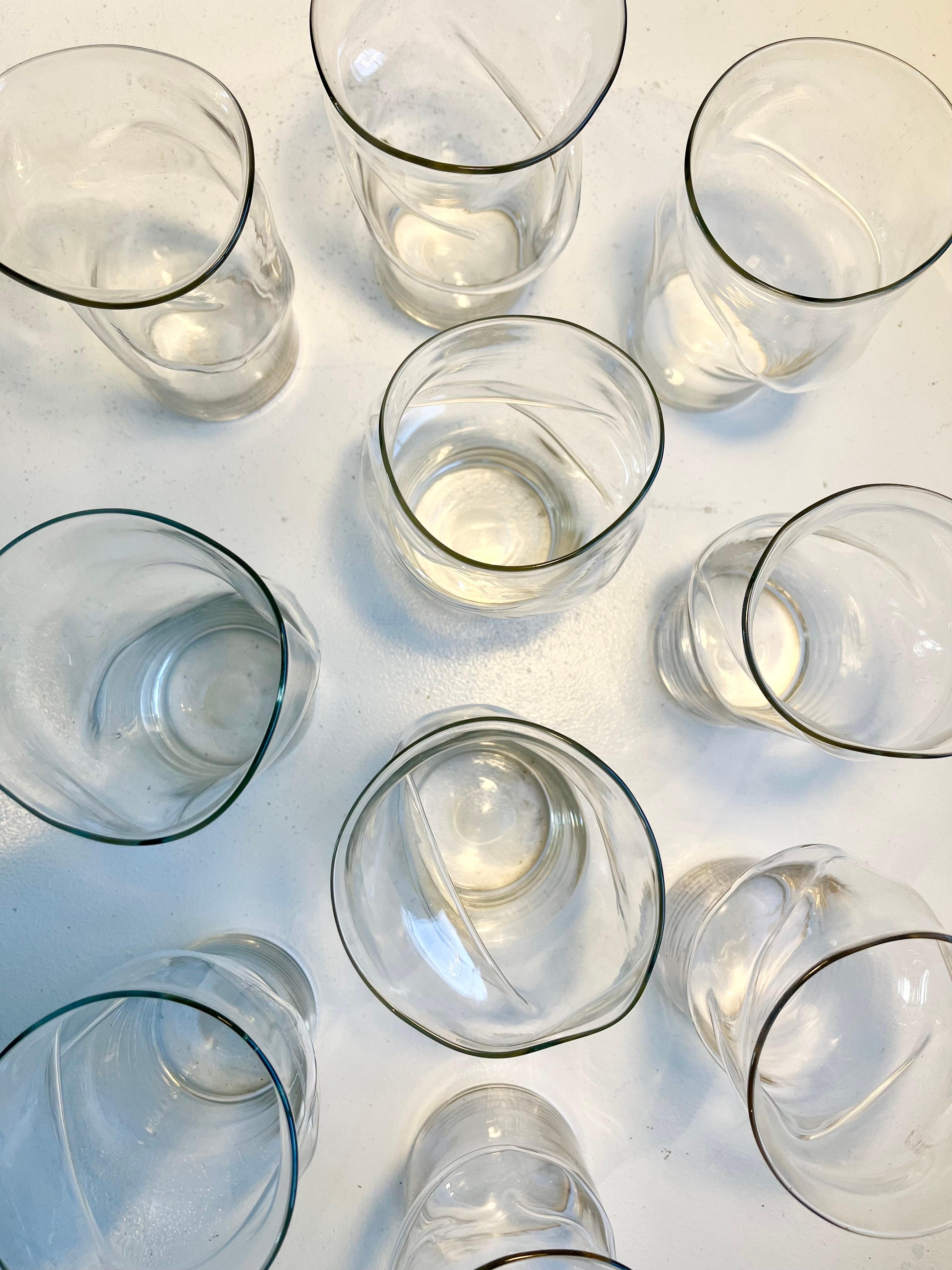 Unique Distorted Drinking Glasses, all different, set of ten In Good Condition For Sale In Philadelphia, PA