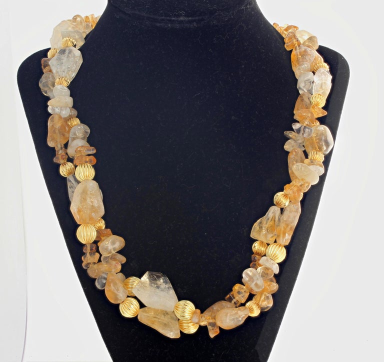 Unique Double Strand Glittering Citrine Necklace For Sale at 1stdibs