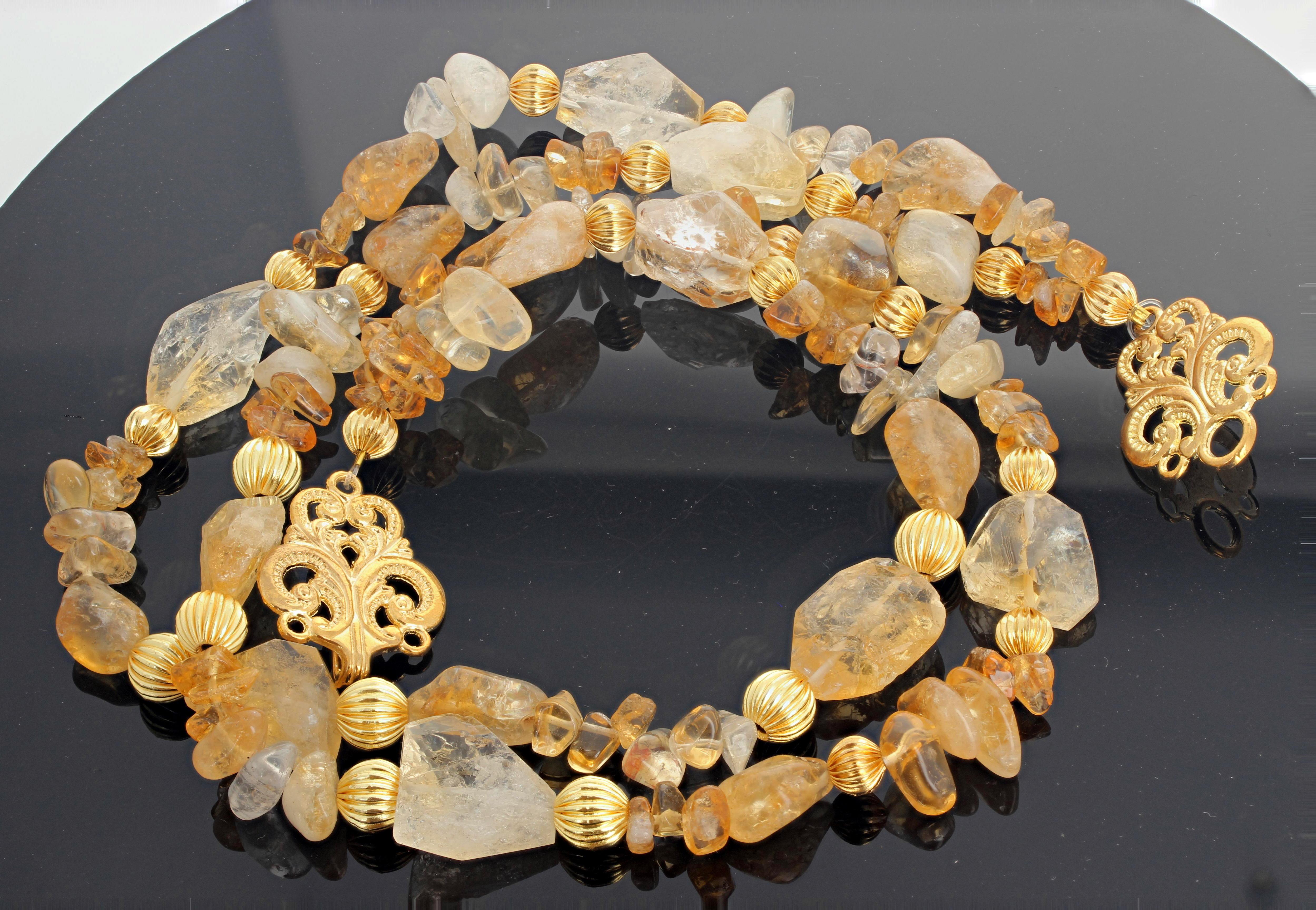 Women's or Men's AJD Fascinating Brilliant Double Strand Glittering Citrine Chunky Necklace
