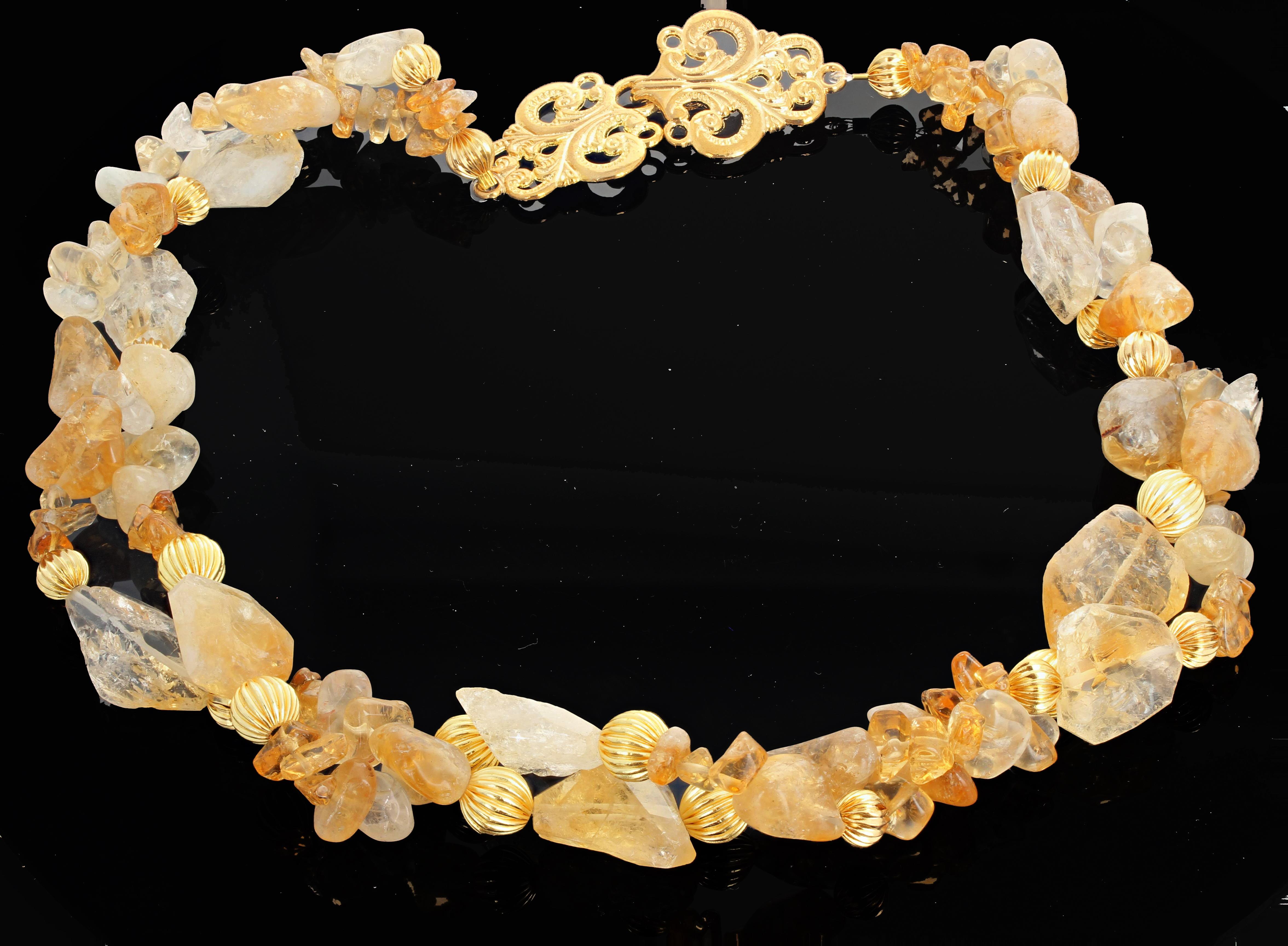 AJD Fascinating Brilliant Double Strand Glittering Citrine Chunky Necklace 1