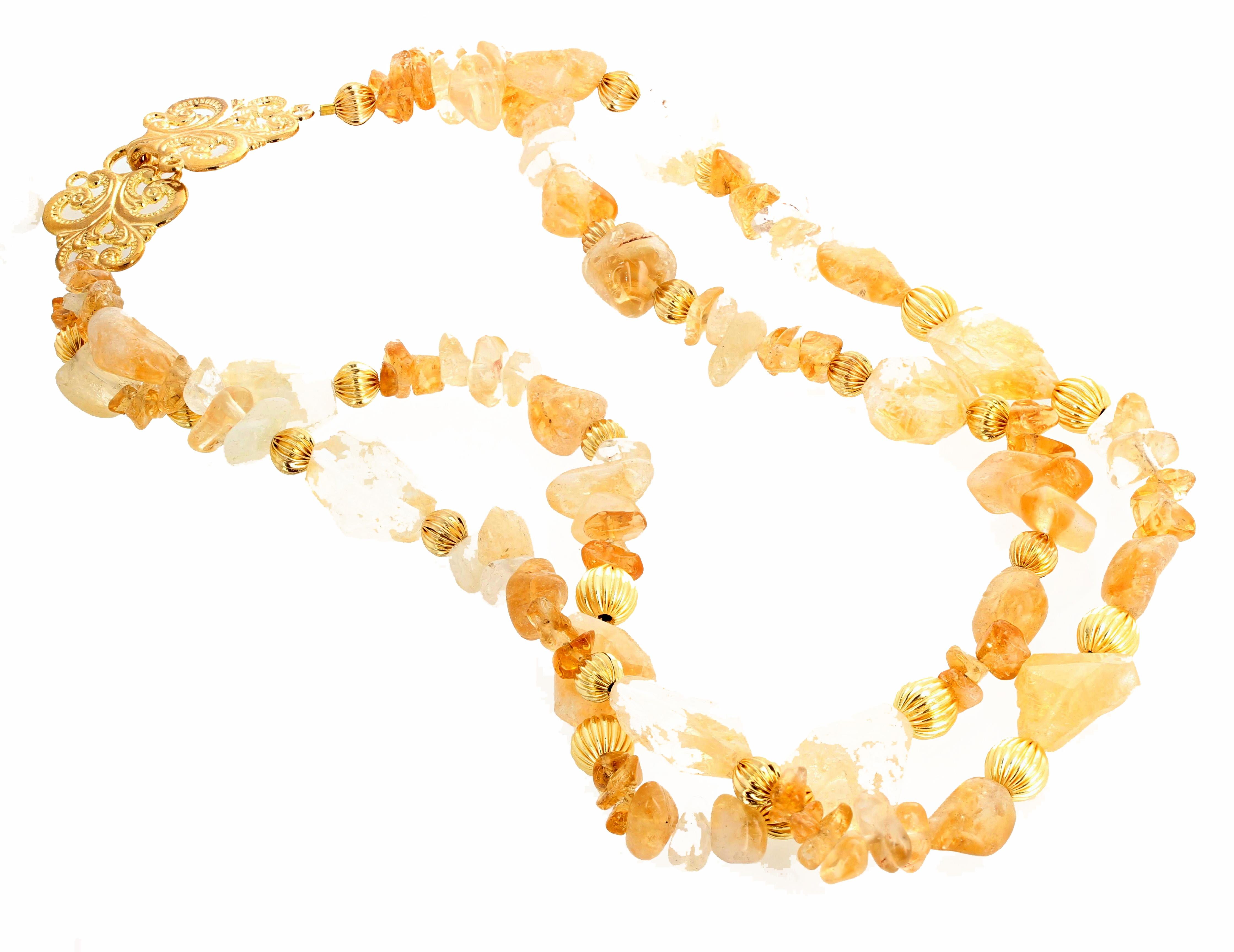AJD Fascinating Brilliant Double Strand Glittering Citrine Chunky Necklace 2