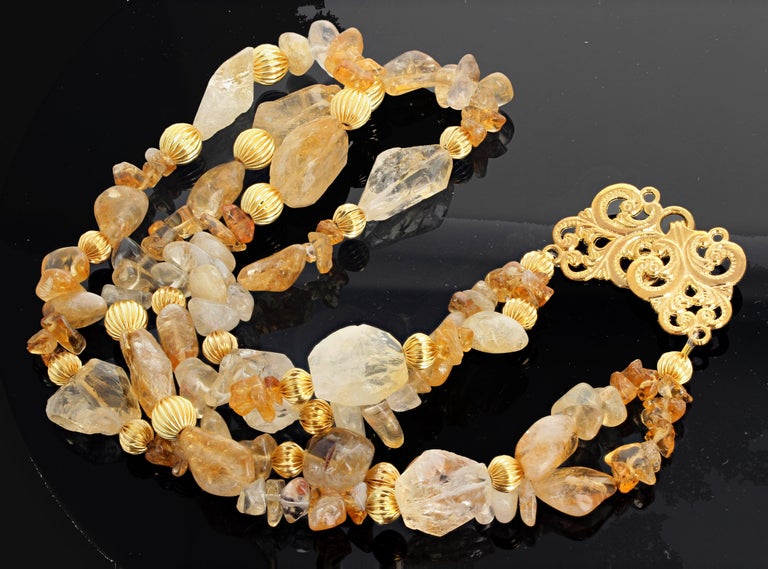 Unique Double Strand Glittering Citrine Necklace For Sale at 1stdibs