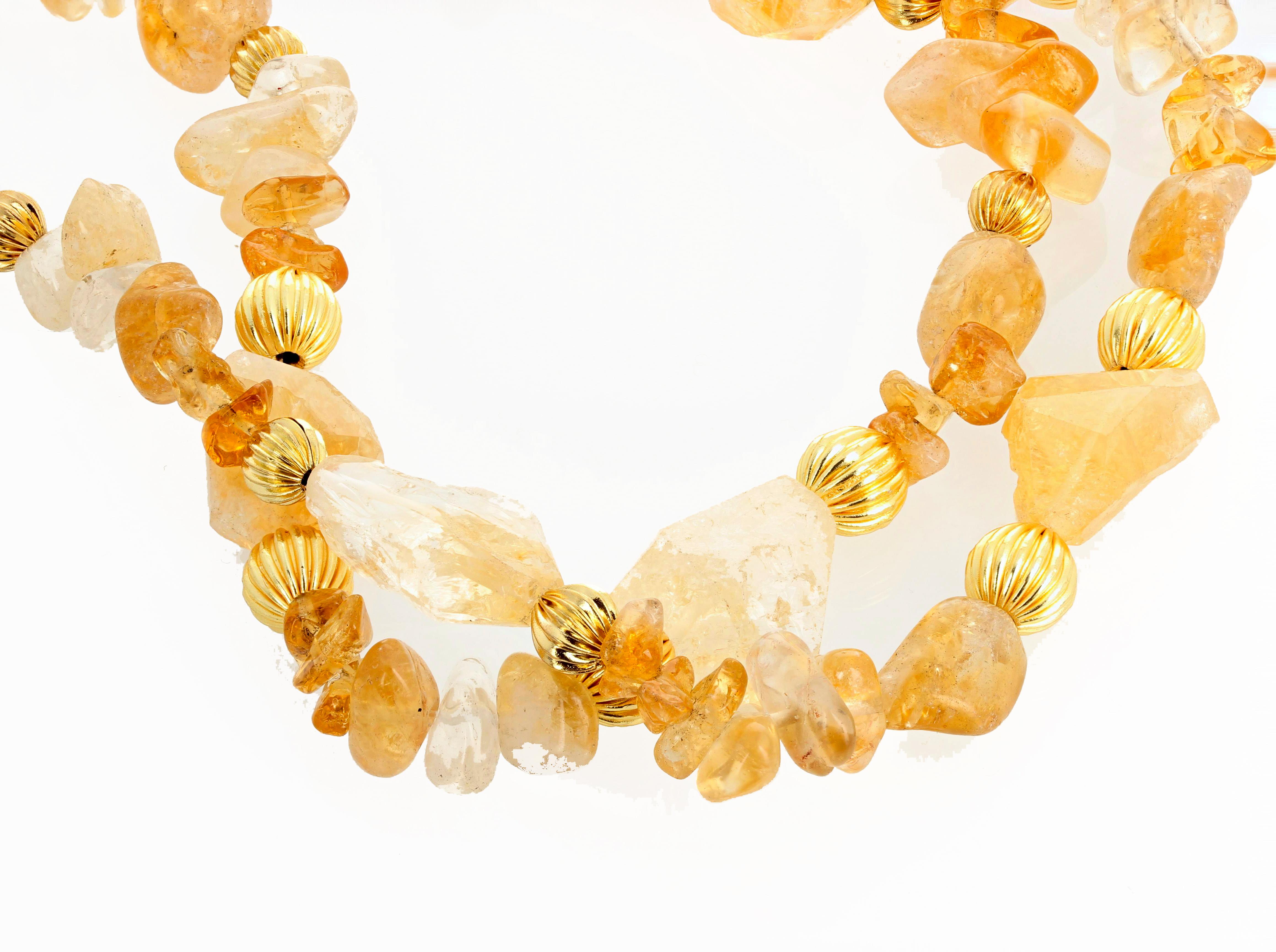 AJD Fascinating Brilliant Double Strand Glittering Citrine Chunky Necklace 4