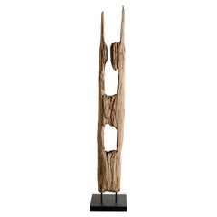 Unique Driftwood Floor Toteme Sculpture in a Wabi Sabi & Brutalist Style