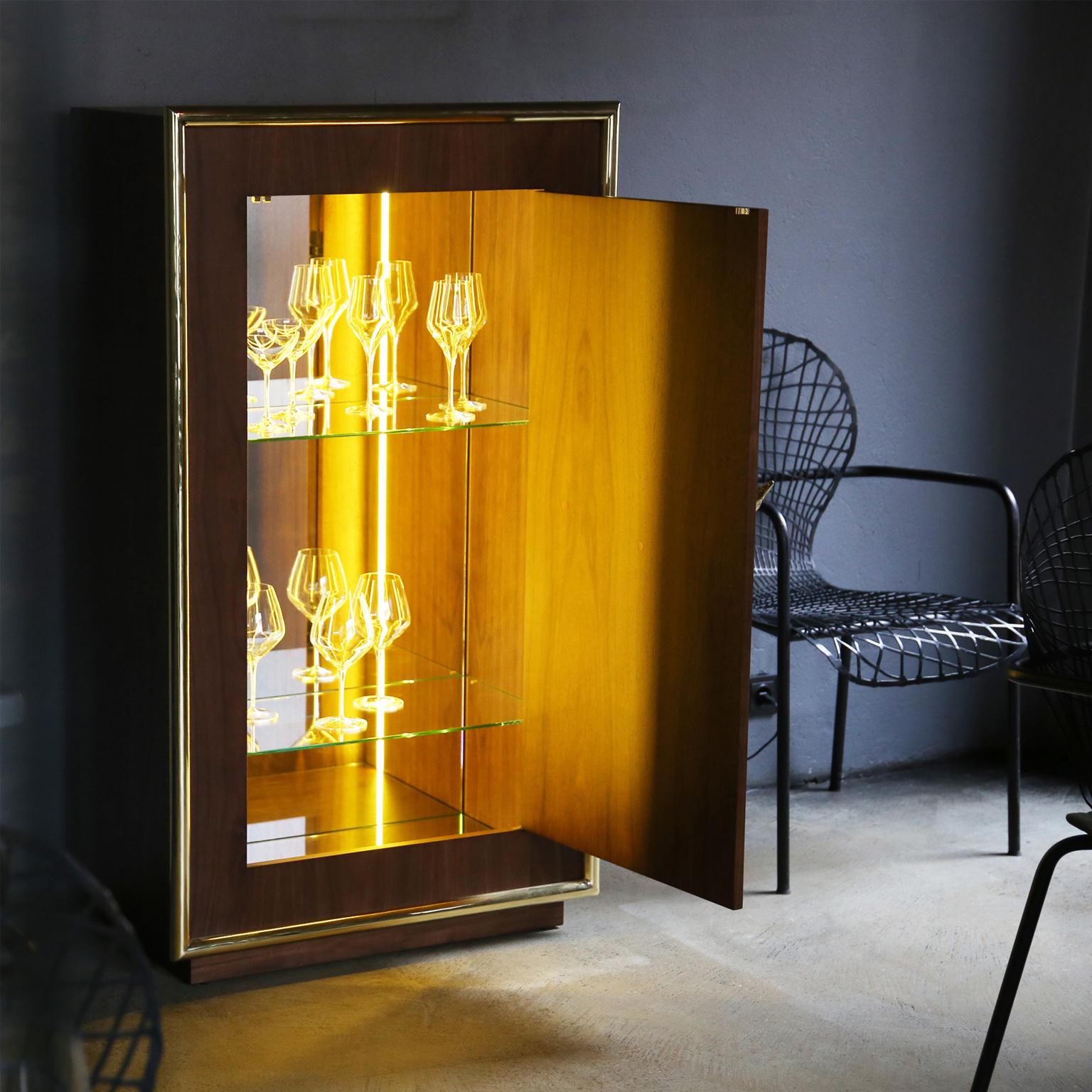 white and gold bar cabinet
