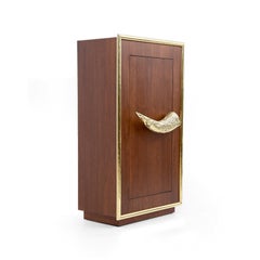 Contemporary Drinks Cabinet in Brass, Gold, Brown, Black, White Showroom Sample