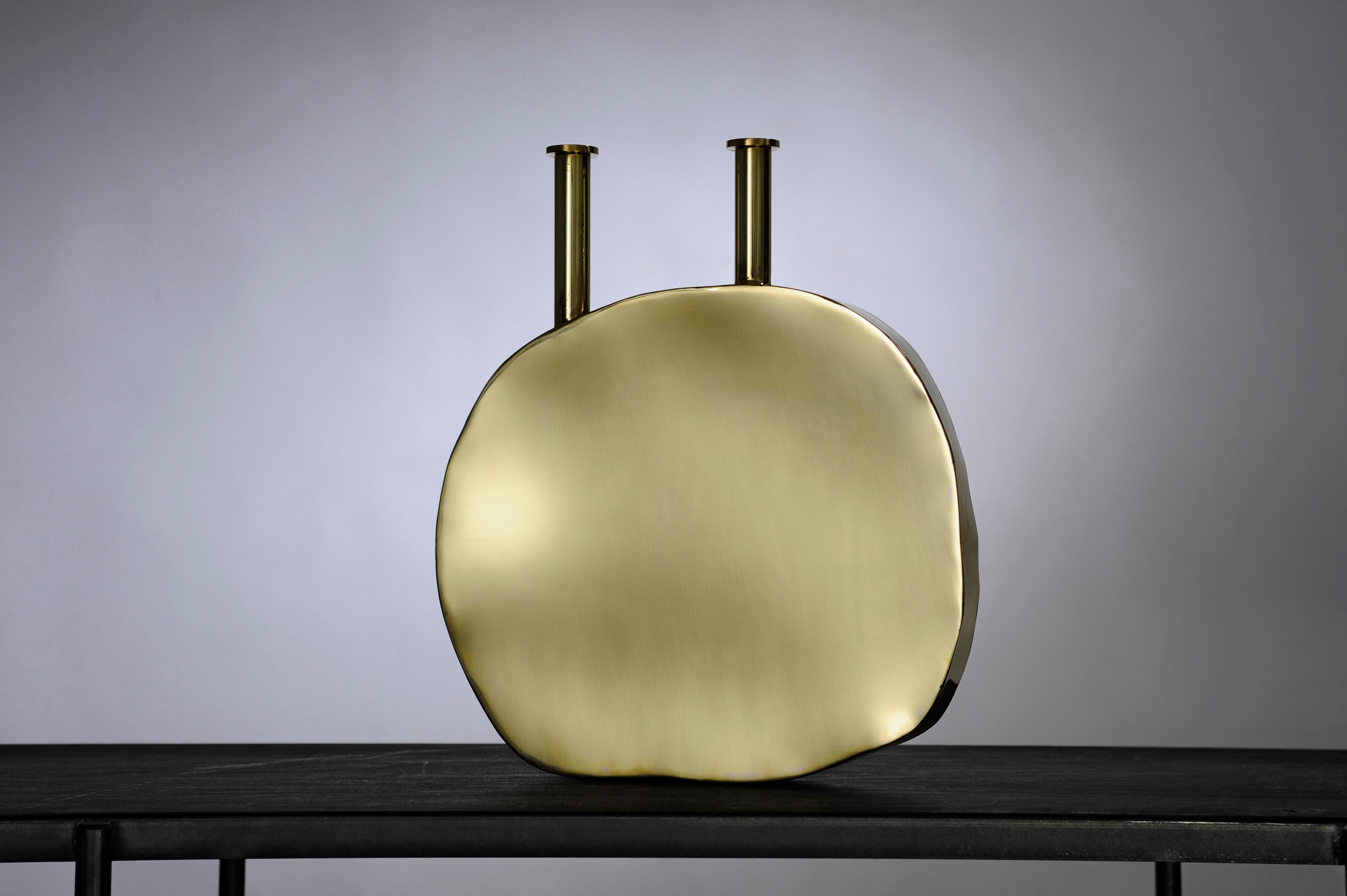 Contemporary Unique Duo of Brass Bottles, Hand-Sculpted and Signed by Lukasz Friedrich