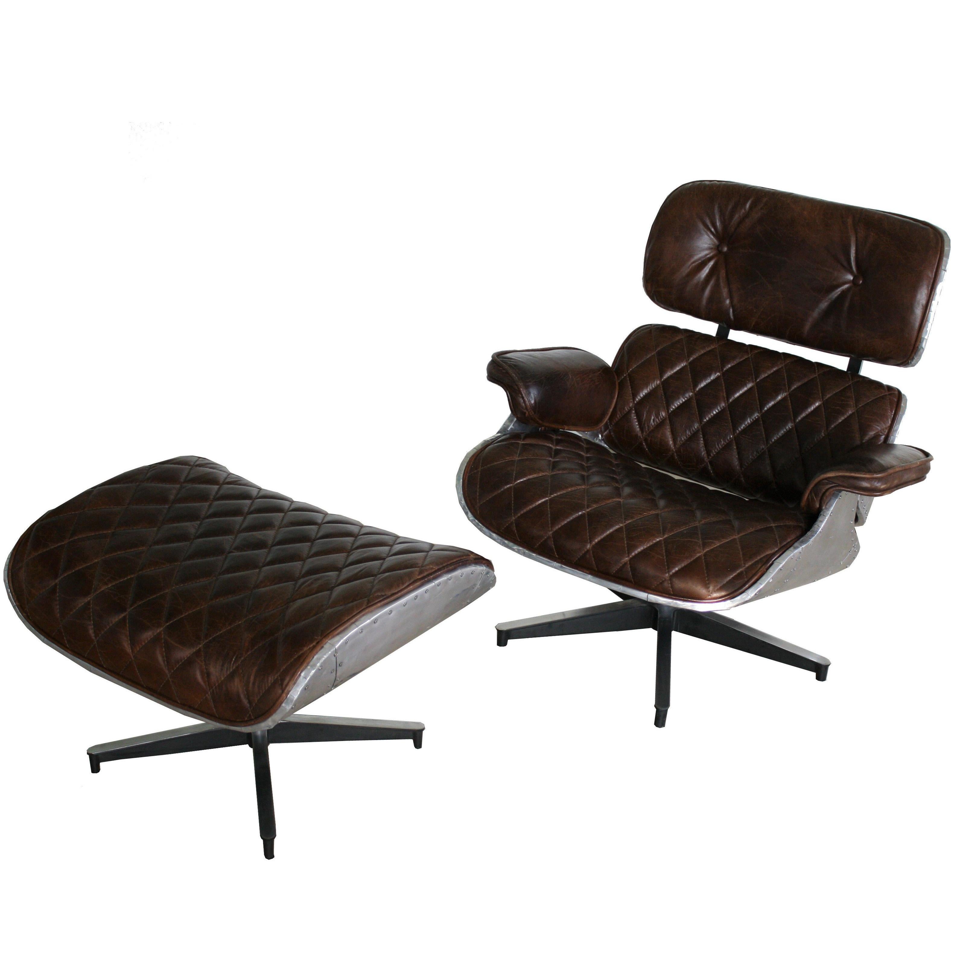 Unique Eames Lounge Chair and Ottoman Aviator Style