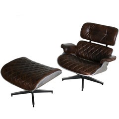 Einzigartiger Eames Lounge Chair und Ottoman Aviator Style