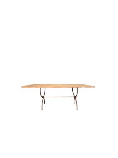 Unique Early 20th-Century Fir Wood Table Created from a World War I Military Cot