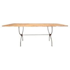 Unique Early 20th-Century Fir Wood Table Created from a World War I Military Cot