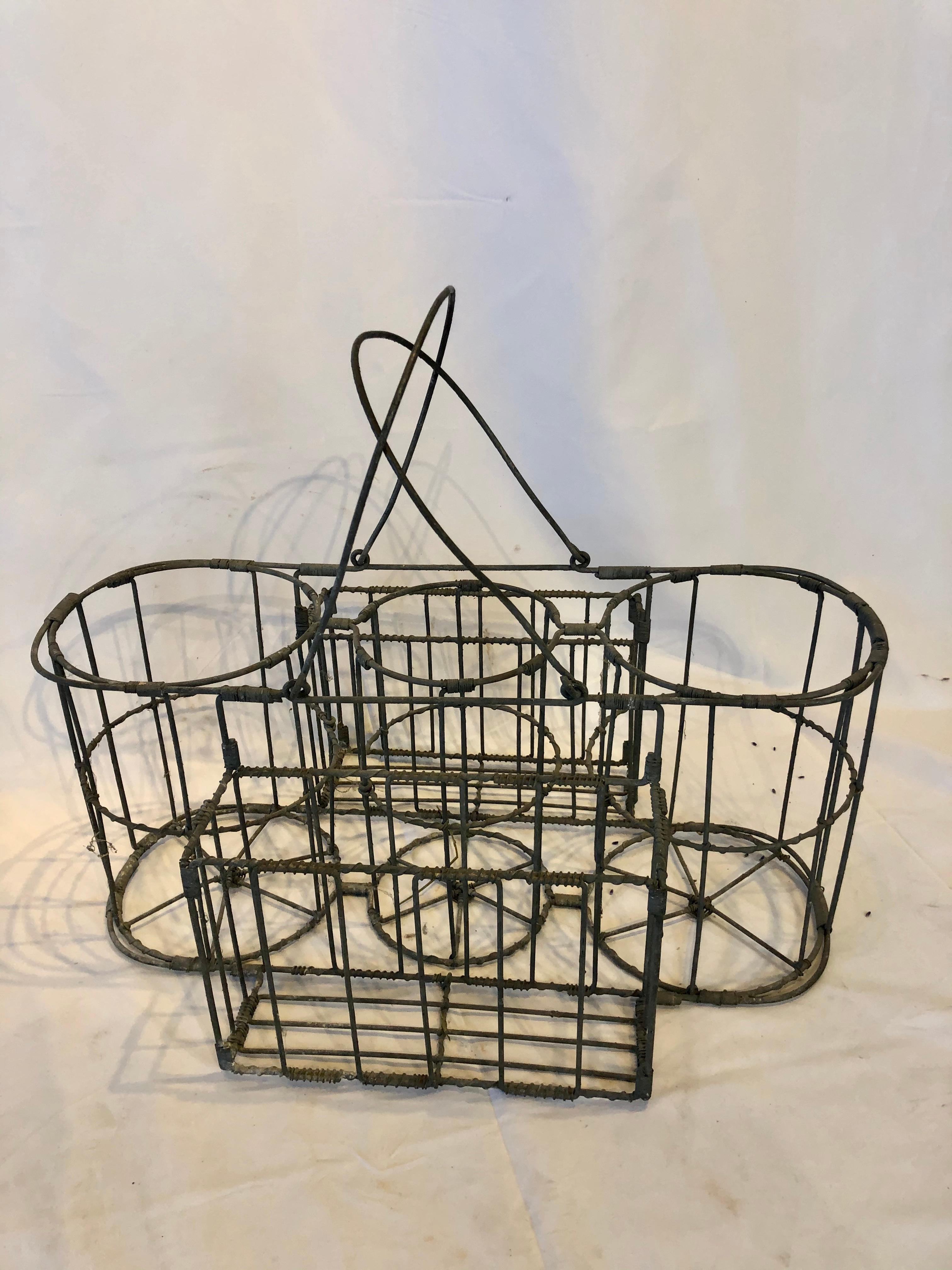 Unique Early 20th Century French Bottle Carrier 4