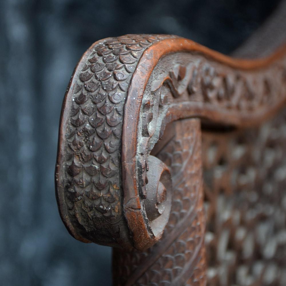 Indian Unique Early 20th Century Hand Carved Rajasthani High Back Chair