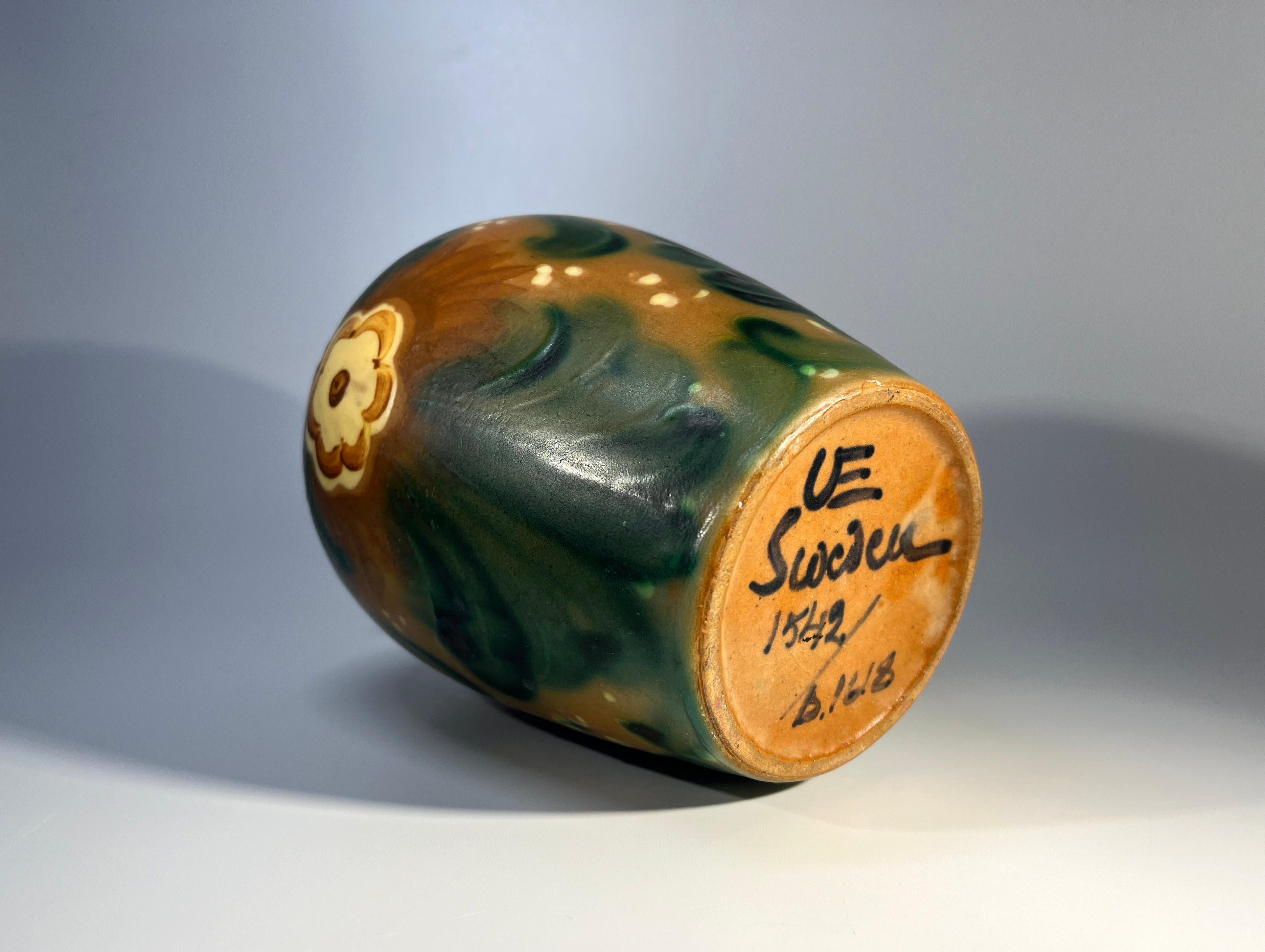 Einzigartige, frühe Blumenvase aus Keramik von Upsala Ekeby, Schweden, ca. 1930er Jahre im Angebot 4