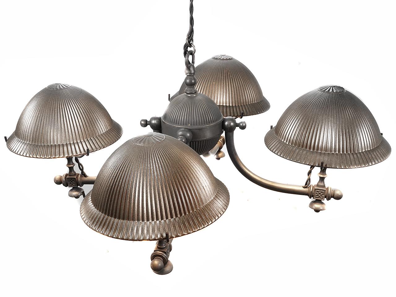Unique Early Gas Domed Mercury Glass Chandelier In Good Condition In Peekskill, NY