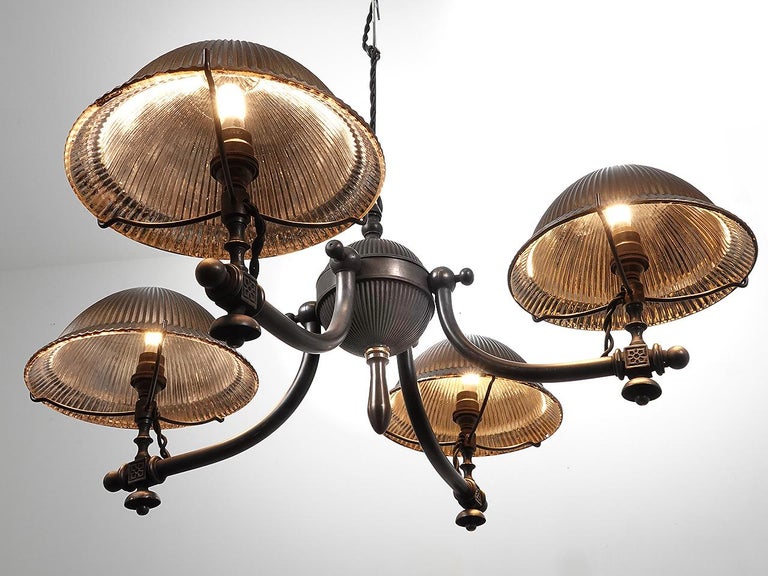 Unique Early Gas Domed Mercury Glass Chandelier For Sale at 1stDibs
