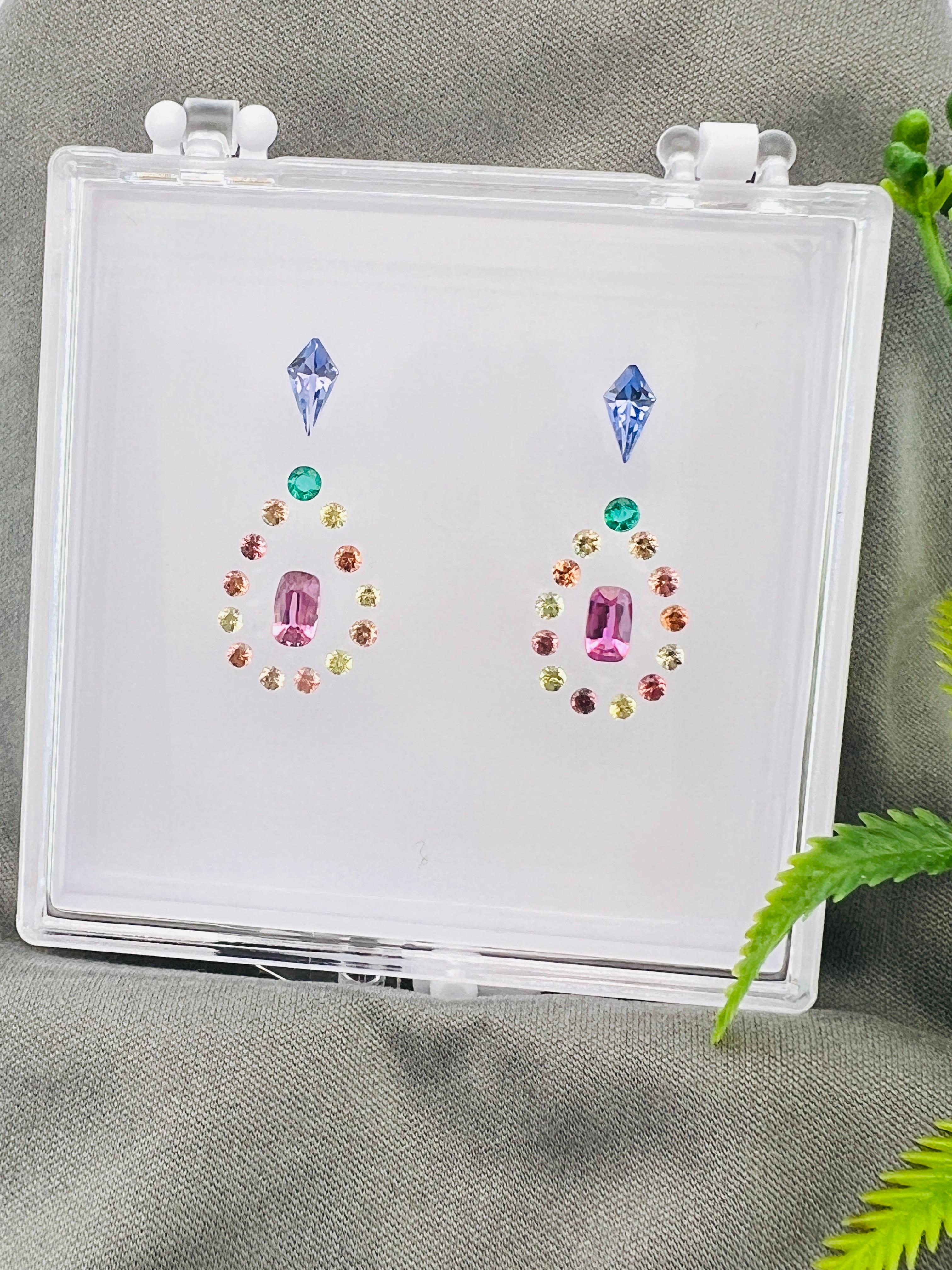 Women's Unique earring design by WB all natural color gemstone 2.09ct customize jewelry  For Sale
