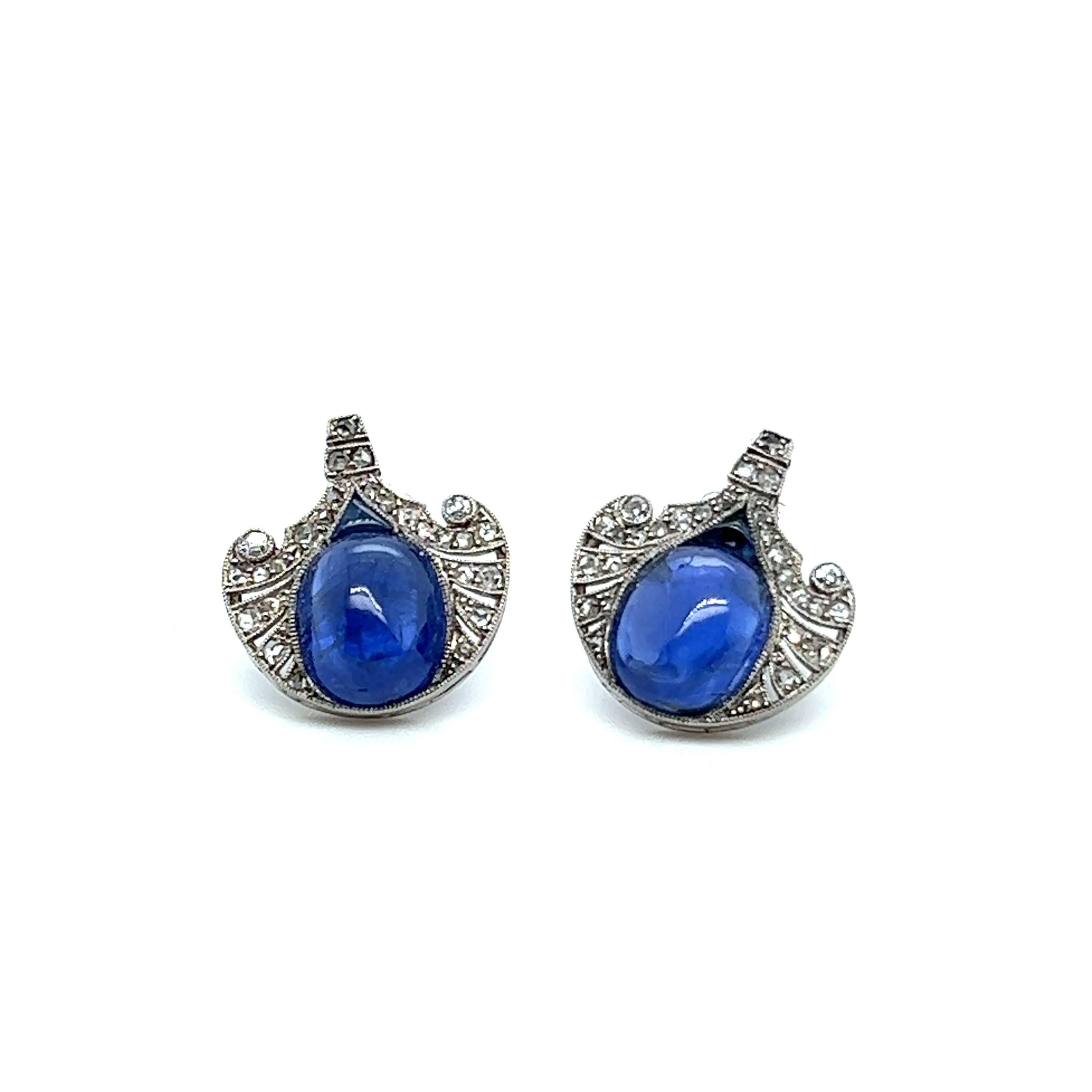 Unique Earrings with Unheated Burmese Sapphires in Platinum For Sale 4