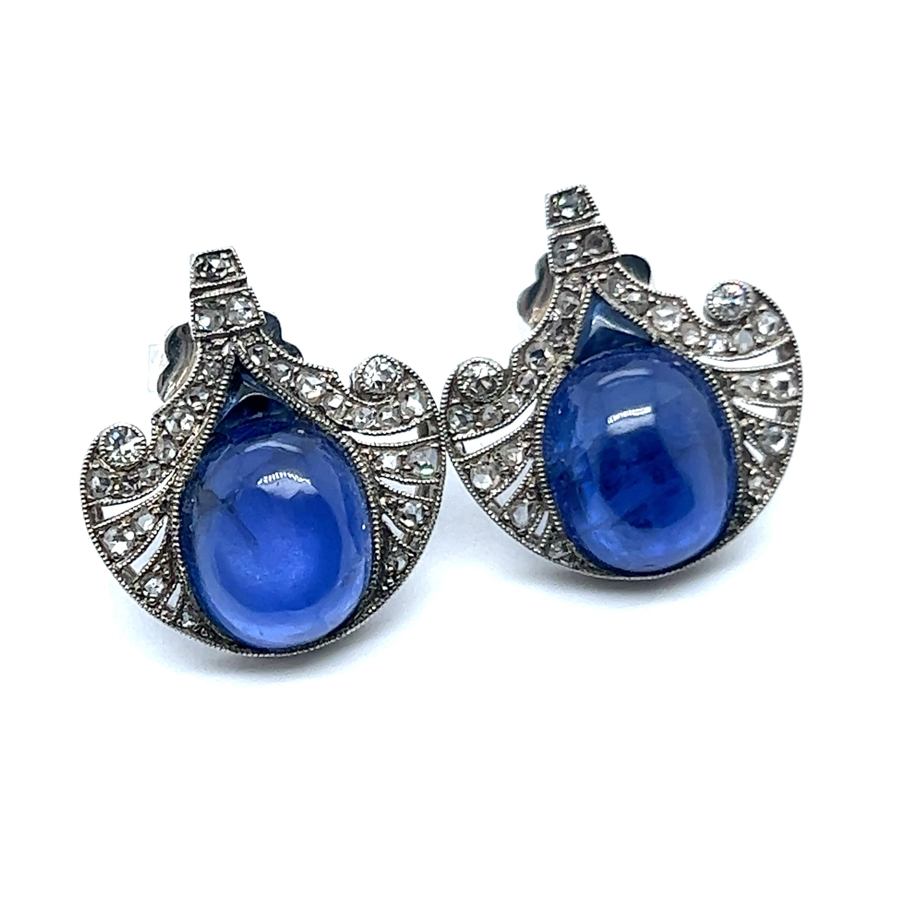 Unique Earrings with Unheated Burmese Sapphires in Platinum For Sale 5