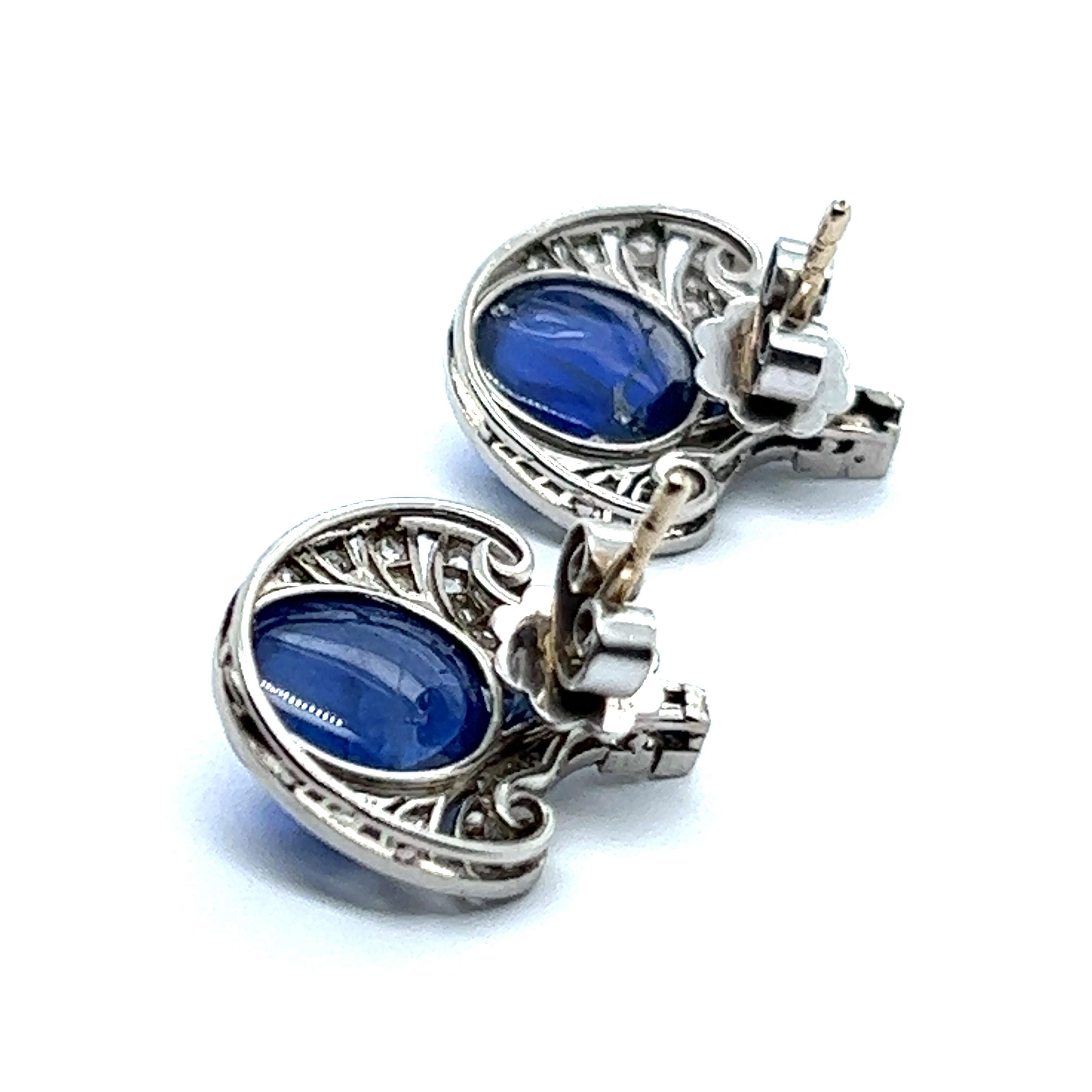 Women's or Men's Unique Earrings with Unheated Burmese Sapphires in Platinum For Sale
