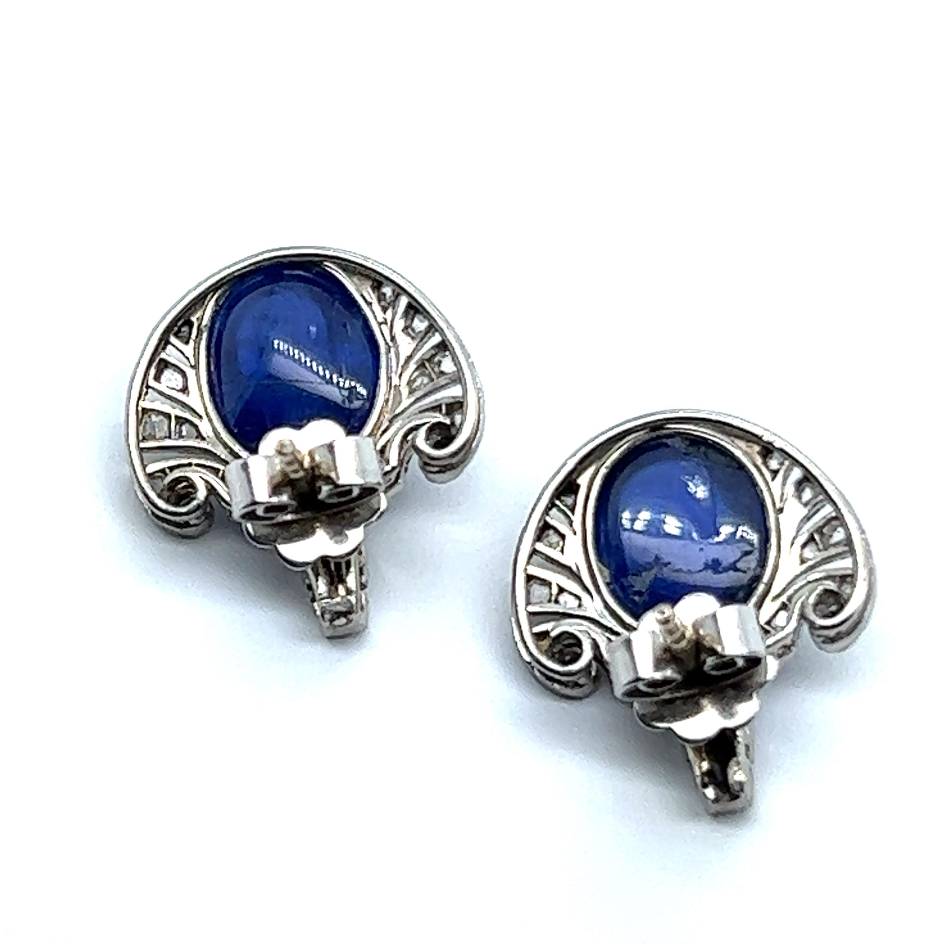 Unique Earrings with Unheated Burmese Sapphires in Platinum For Sale 2