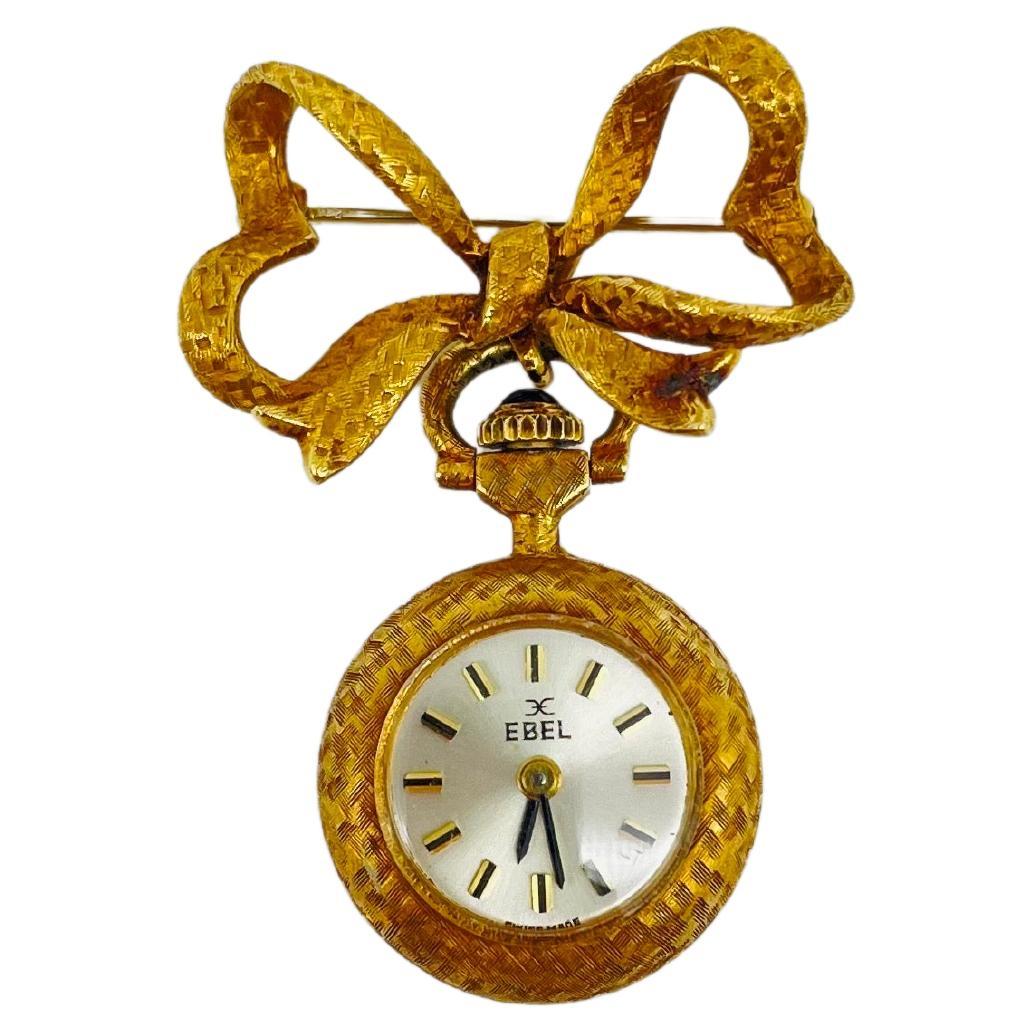 Einzigartige Ebel-Brosche-Uhr aus 18 Karat Gelbgold im Angebot