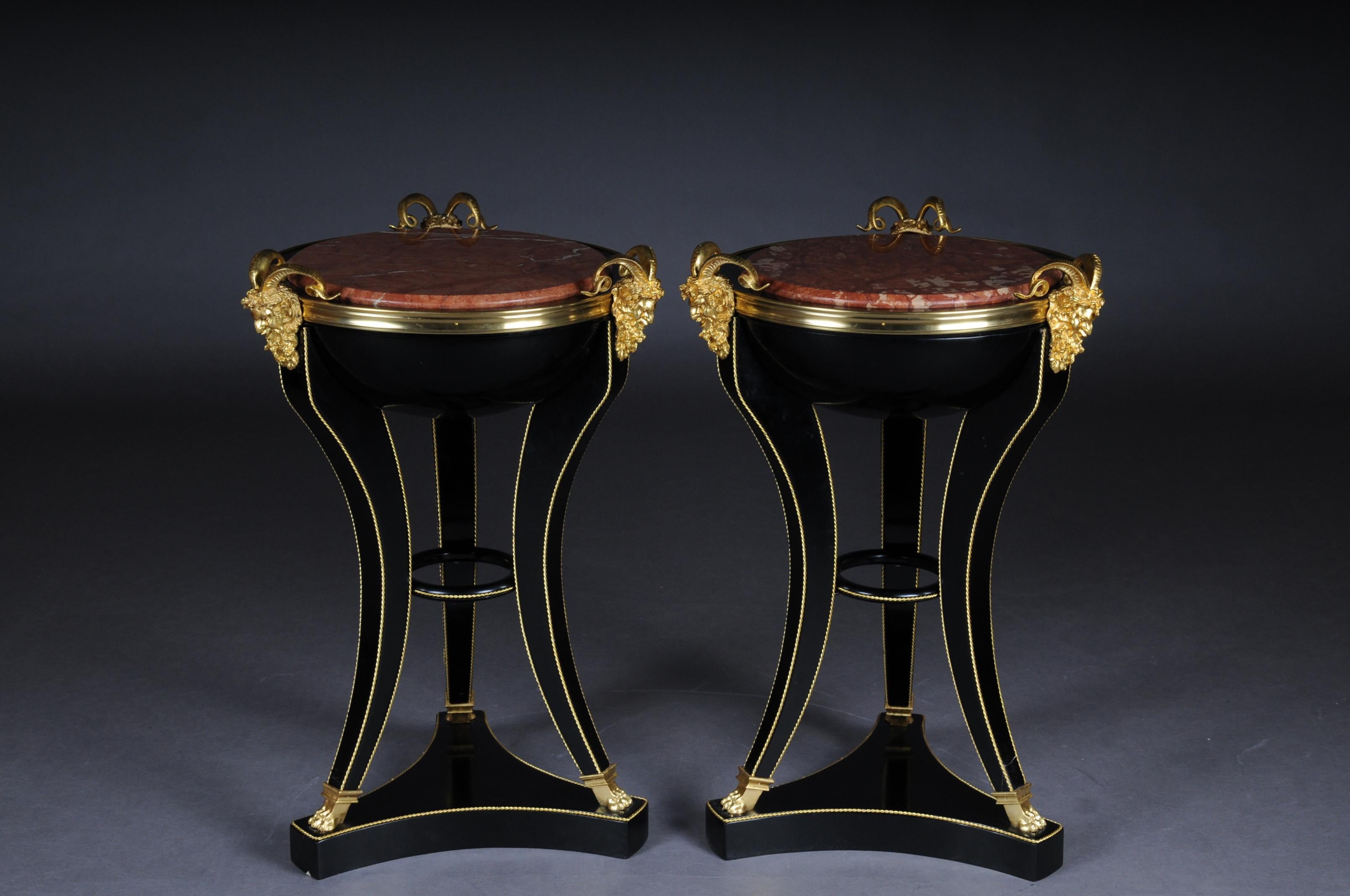 French Unique Ebonized Side Table or Pillar in the Empire Style