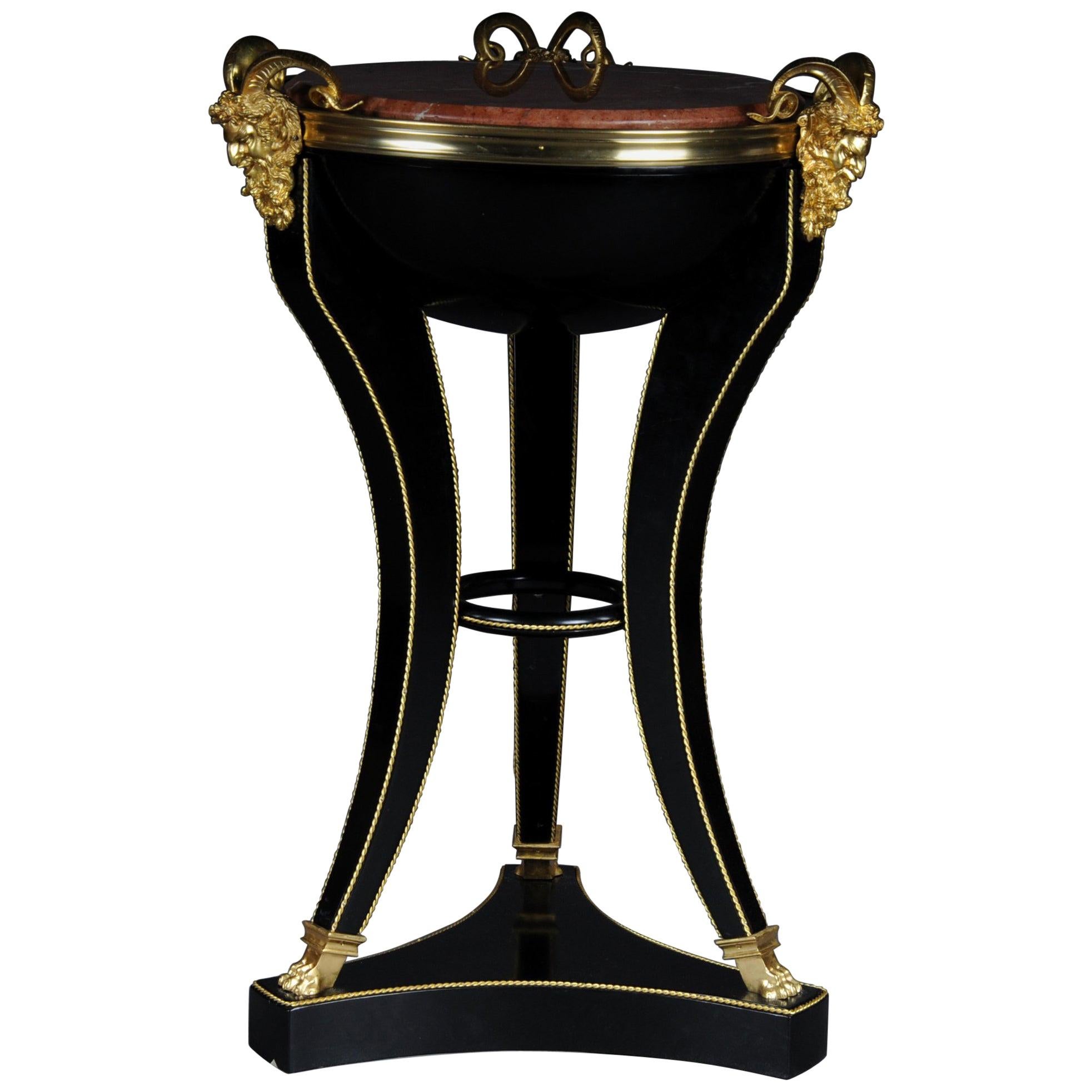 Unique Ebonized Side Table or Pillar in the Empire Style For Sale