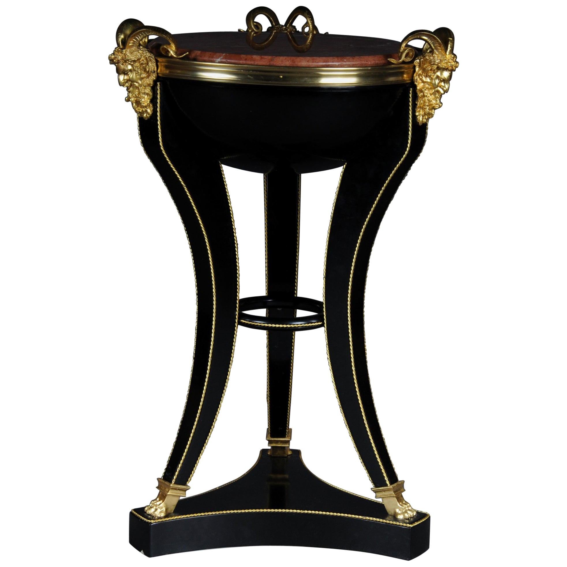 Unique Ebonized Side Table or Pillar in the Empire Style