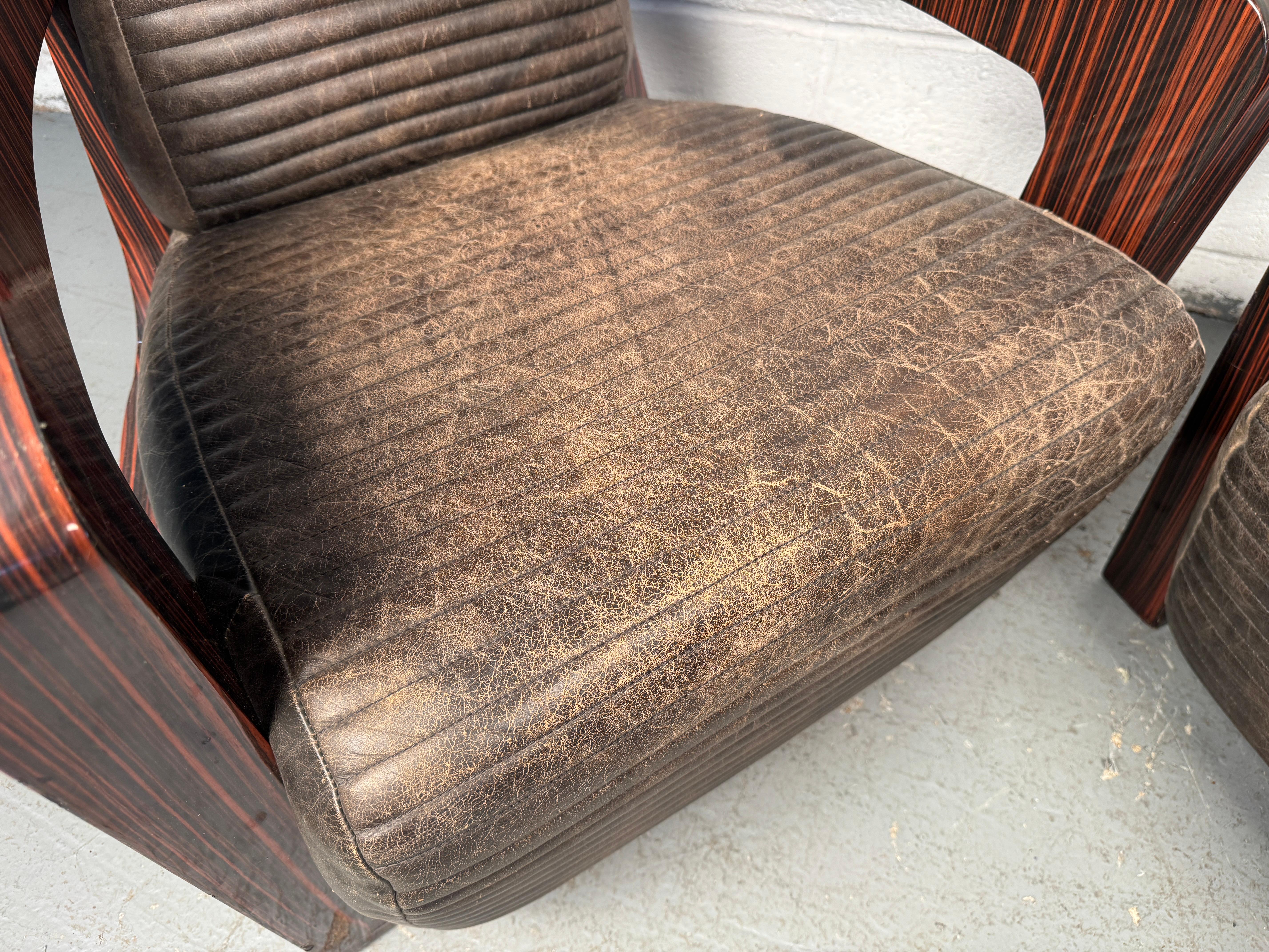 Unique Leather Lounge Chairs Designed by Timothy Oulton For Sale 6