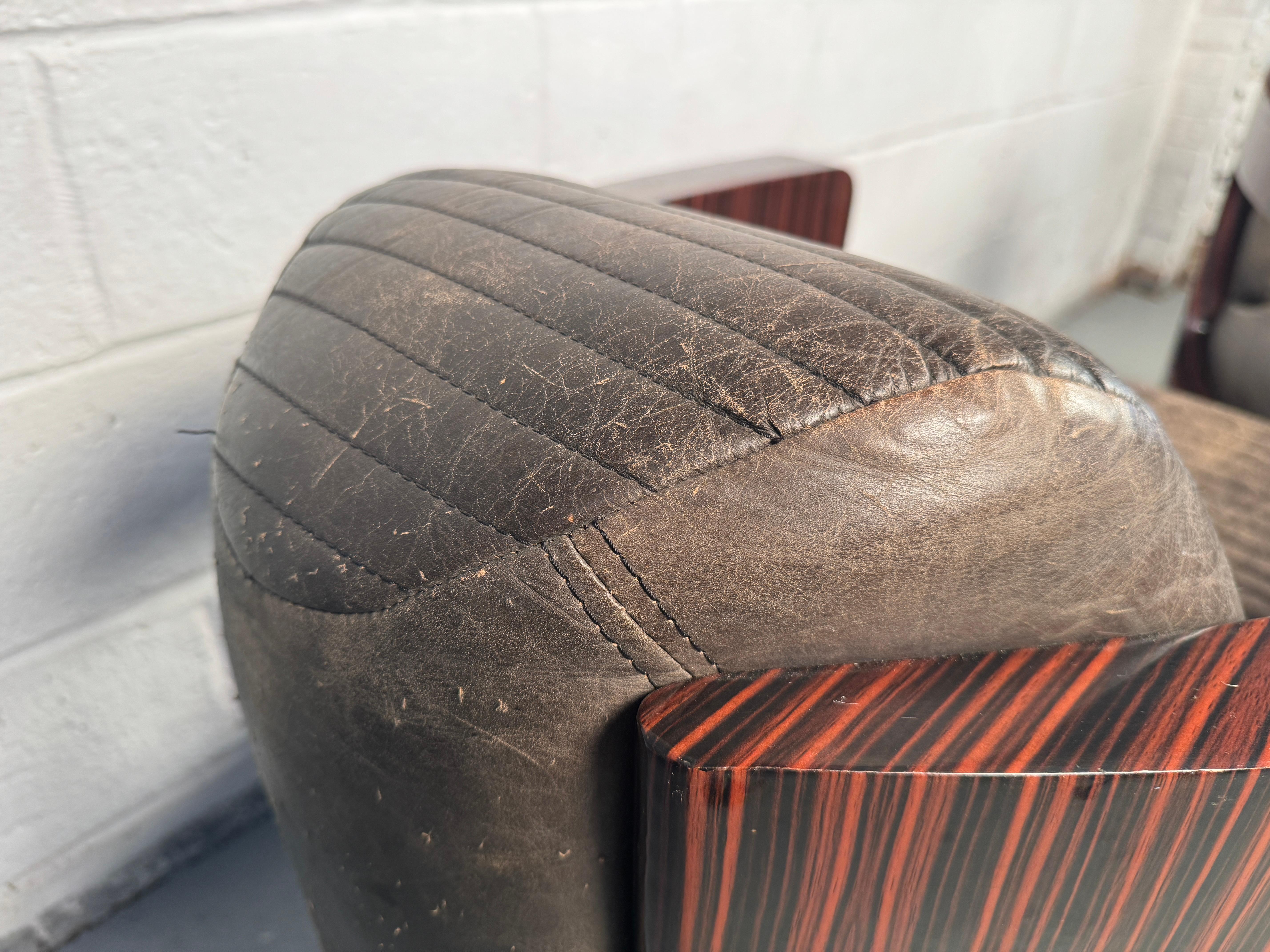 Unique Leather Lounge Chairs Designed by Timothy Oulton For Sale 9