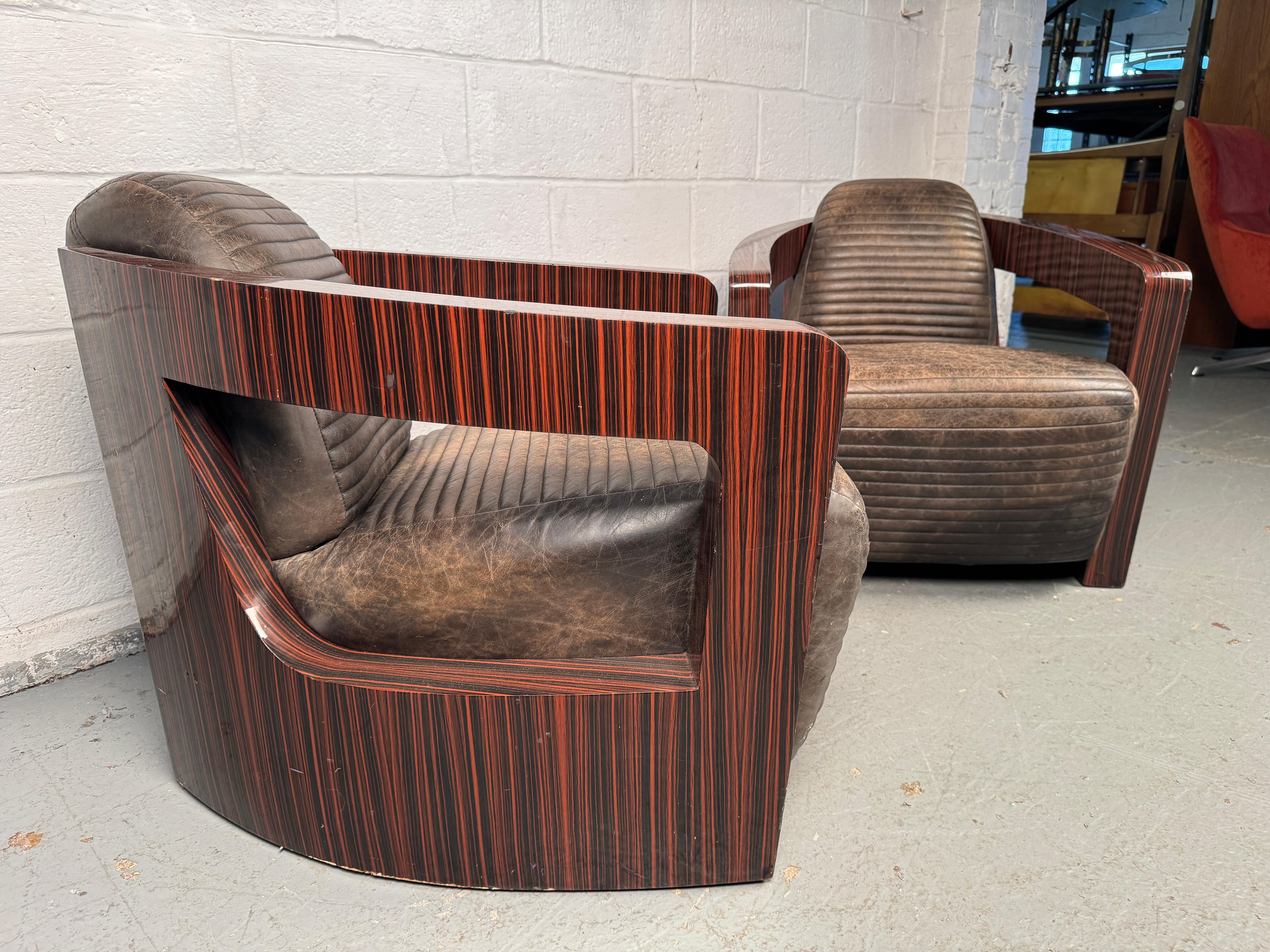Unique Leather Lounge Chairs Designed by Timothy Oulton For Sale 1