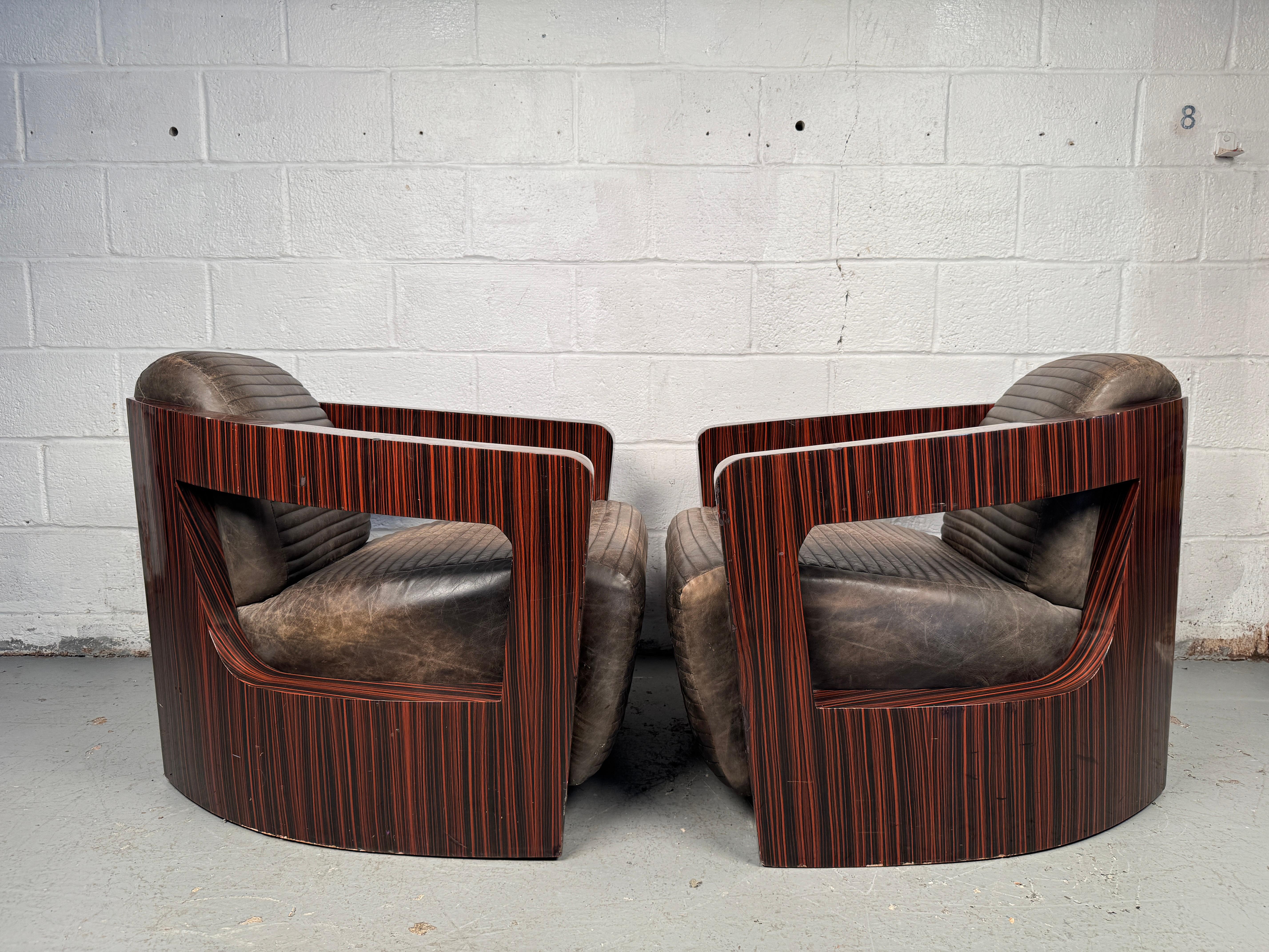 Unique Leather Lounge Chairs Designed by Timothy Oulton For Sale 2