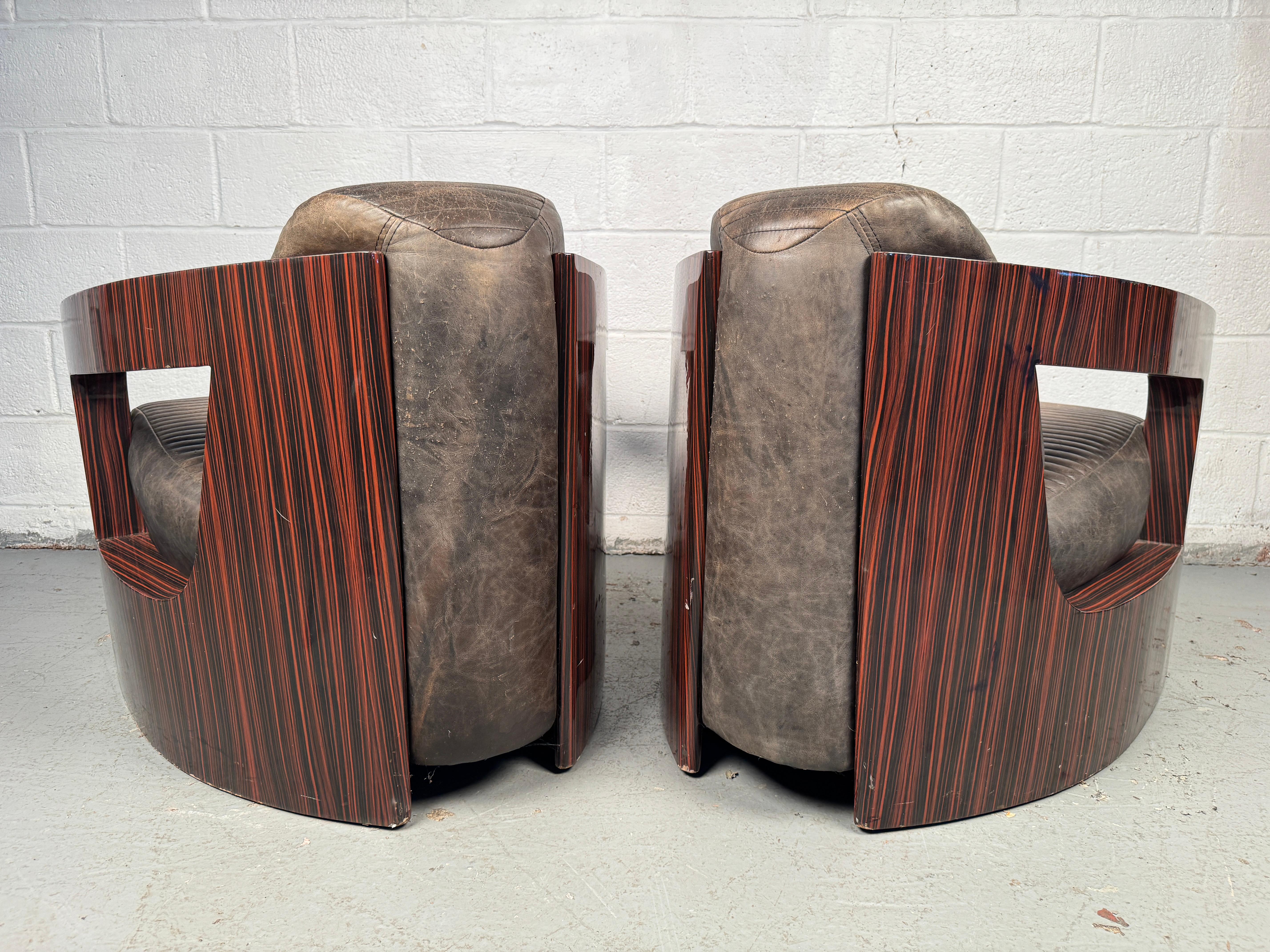 Unique Leather Lounge Chairs Designed by Timothy Oulton For Sale 3