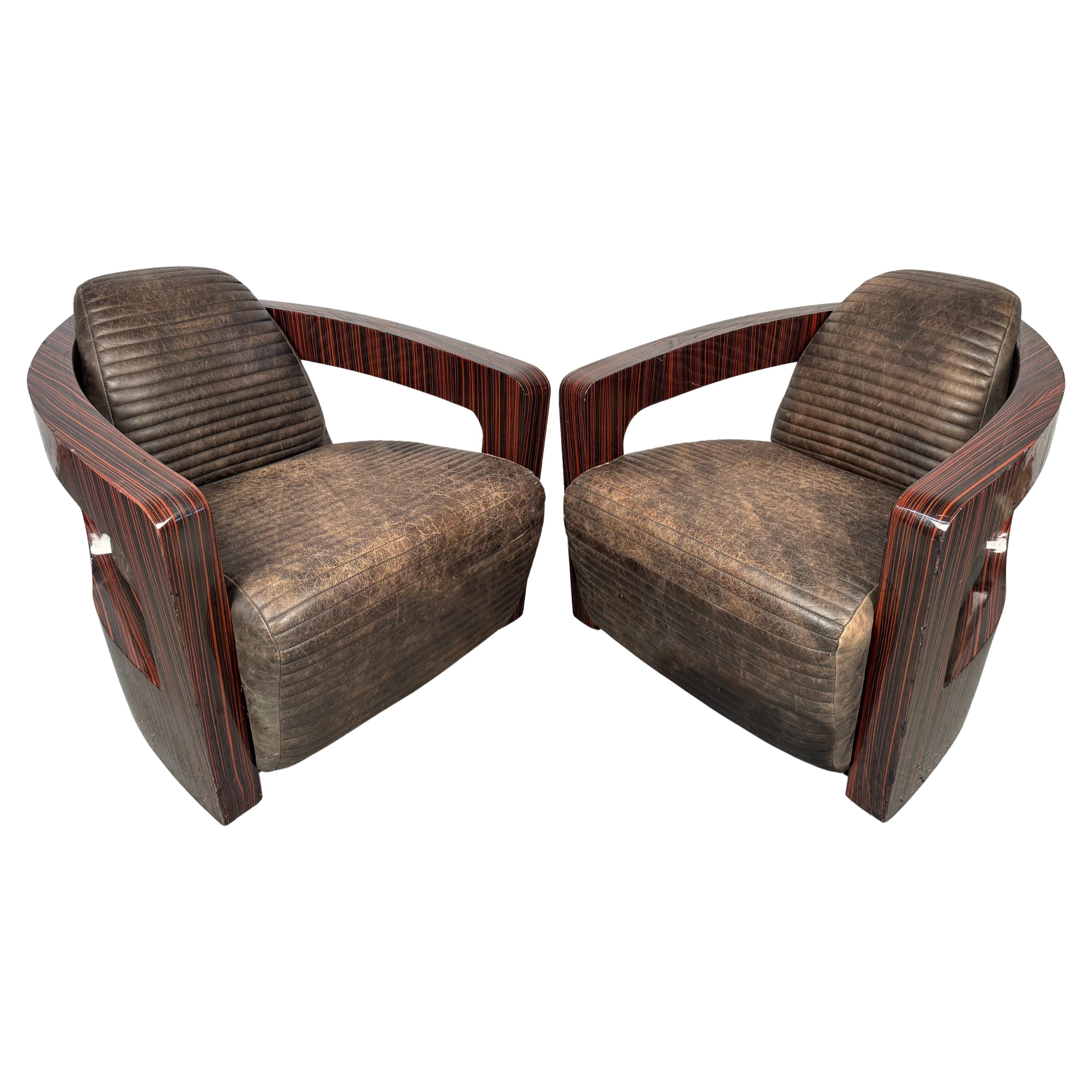 Unique Leather Lounge Chairs Designed by Timothy Oulton For Sale