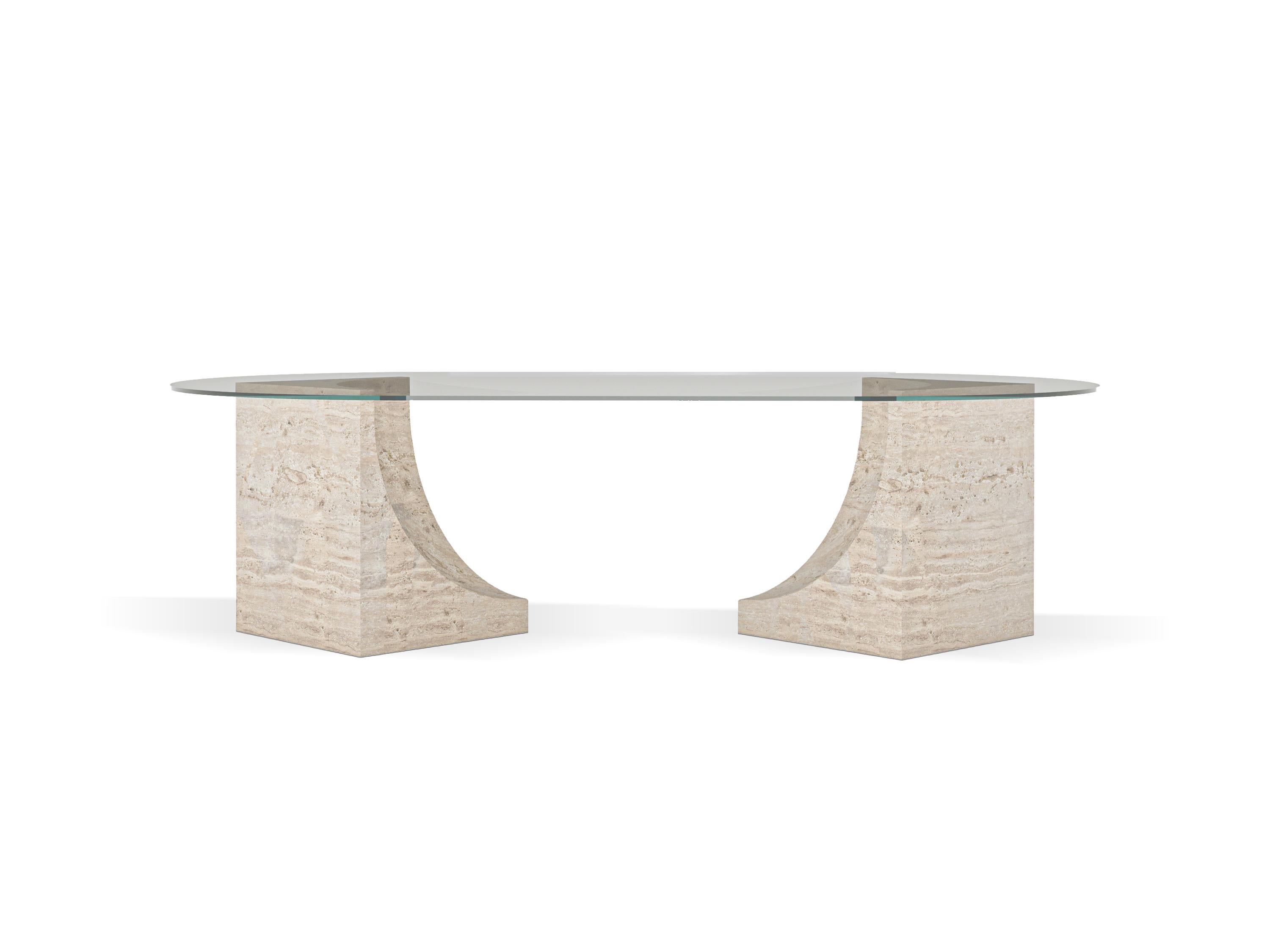 Modern Unique Edge Center Oval Table 2 Legs by Collector